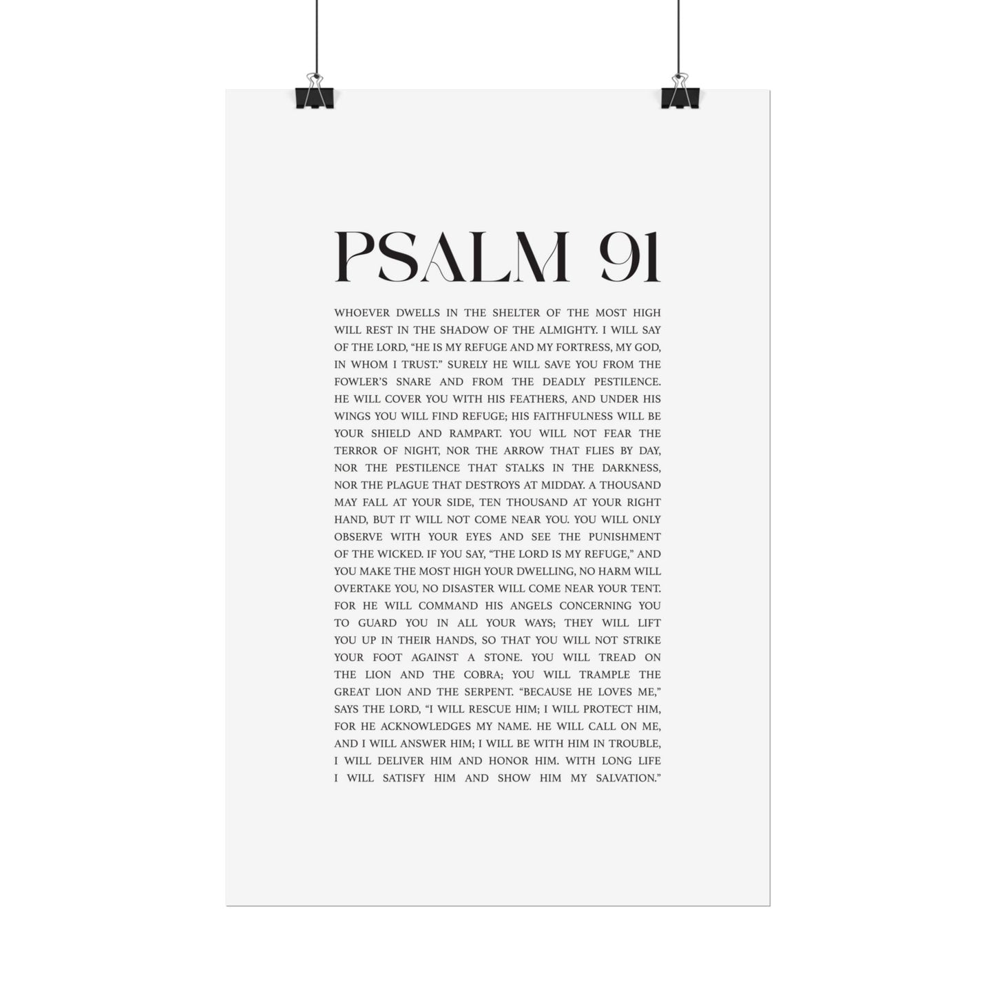 Psalm 91 Christian Art Print - White (Physical Poster)