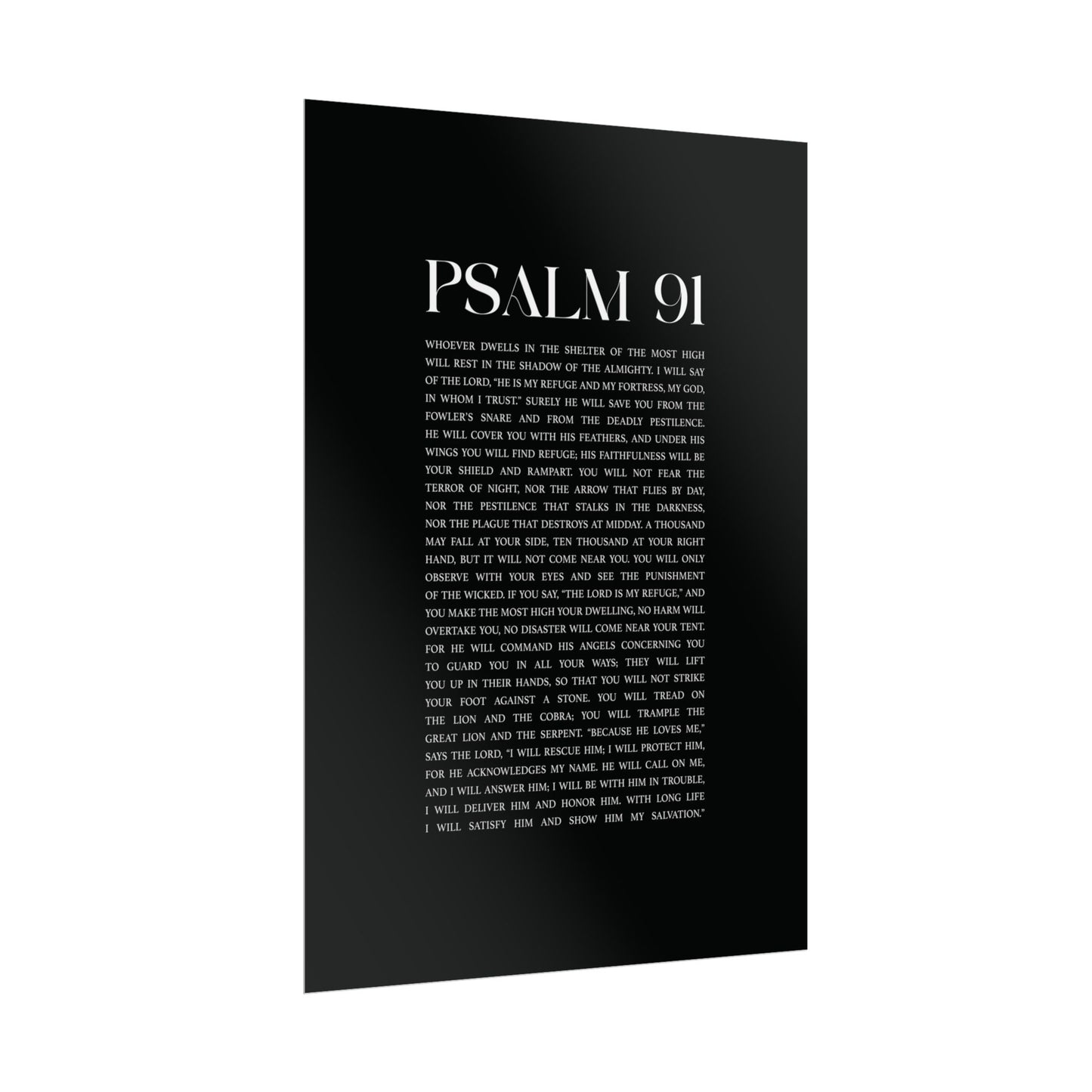 Psalm 91 Christian Art Print - Black (Physical Poster)