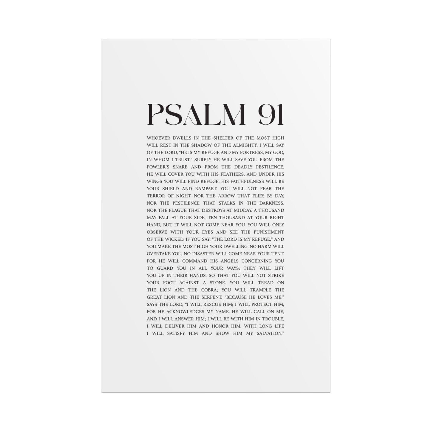 Psalm 91 Christian Art Print - White (Physical Poster)