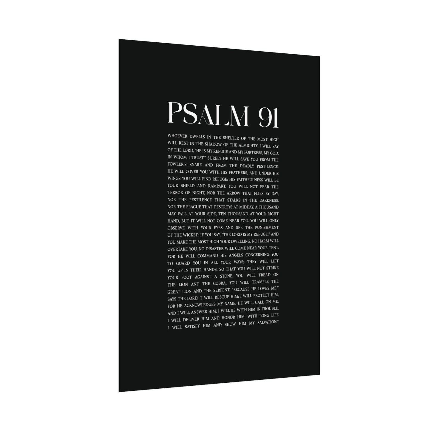 Psalm 91 Christian Art Print - Black (Physical Poster)