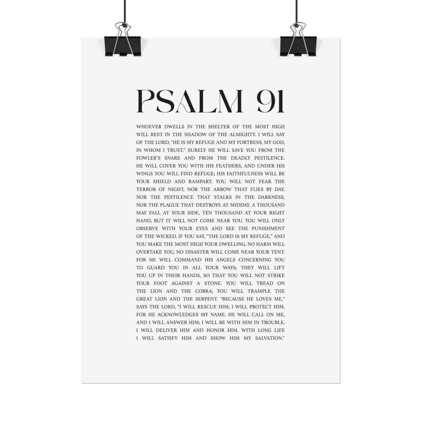 Psalm 91 Christian Art Print - White (Physical Poster)