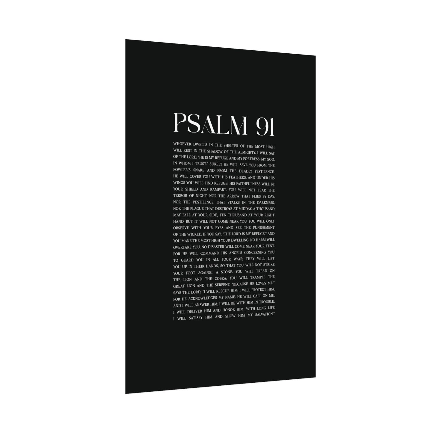 Psalm 91 Christian Art Print - Black (Physical Poster)