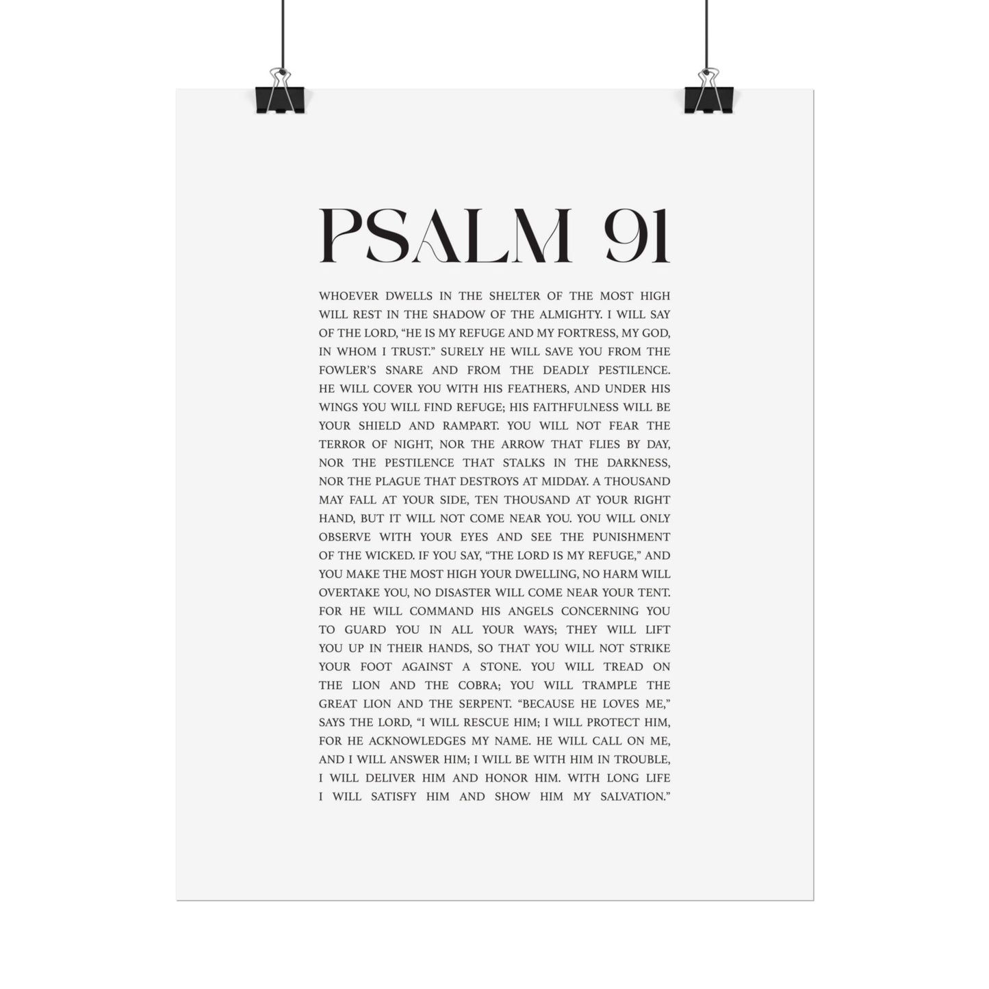 Psalm 91 Christian Art Print - White (Physical Poster)