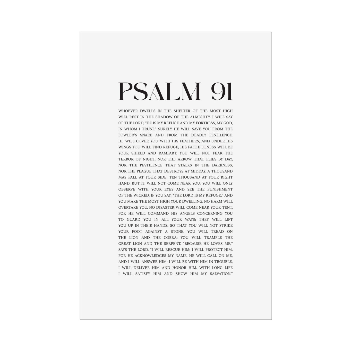 Psalm 91 Christian Art Print - White (Physical Poster)