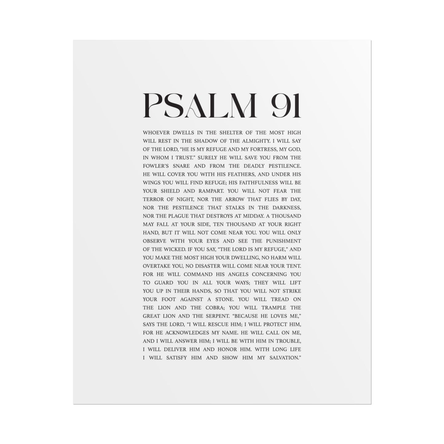 Psalm 91 Christian Art Print - White (Physical Poster)