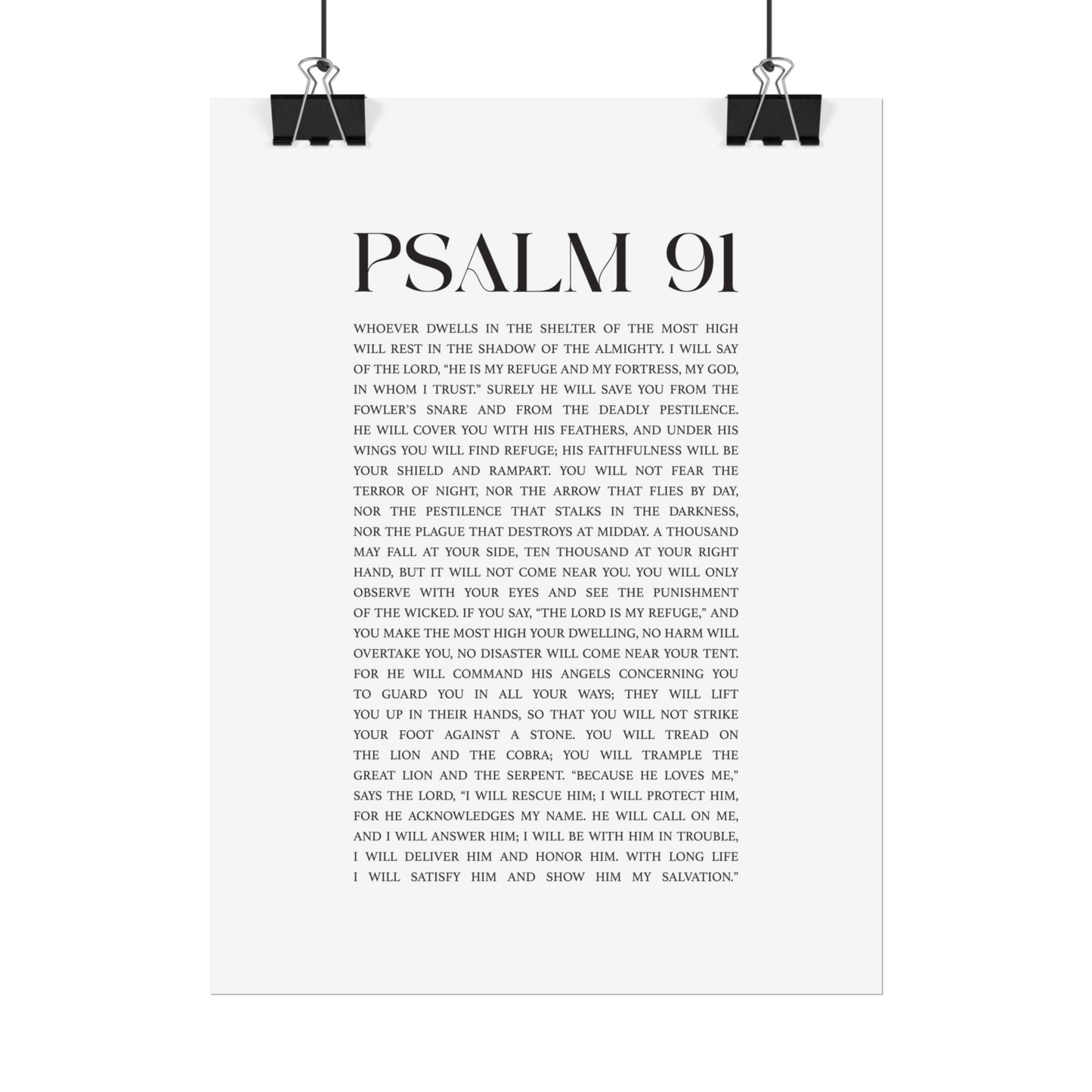 Psalm 91 Christian Art Print - White (Physical Poster)