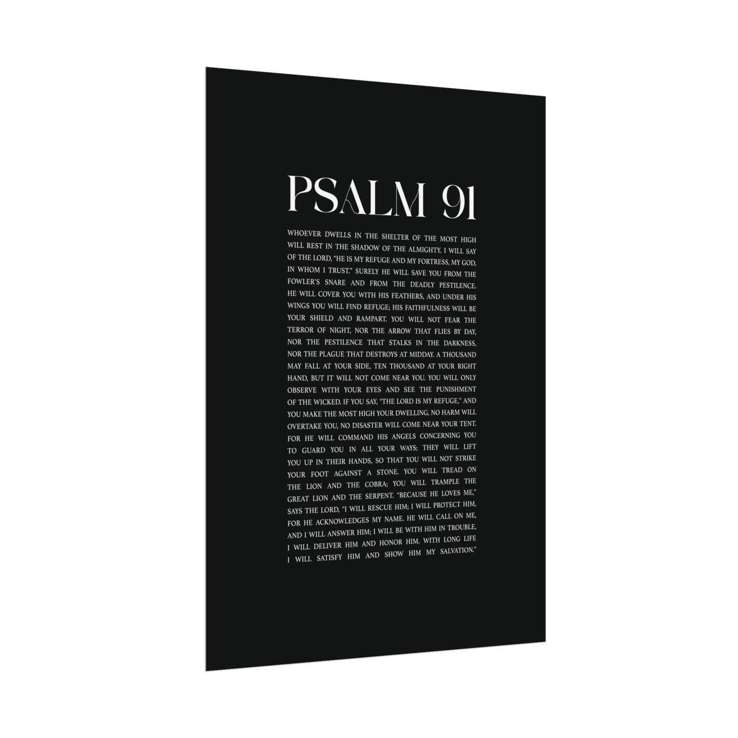 Psalm 91 Christian Art Print - Black (Physical Poster)