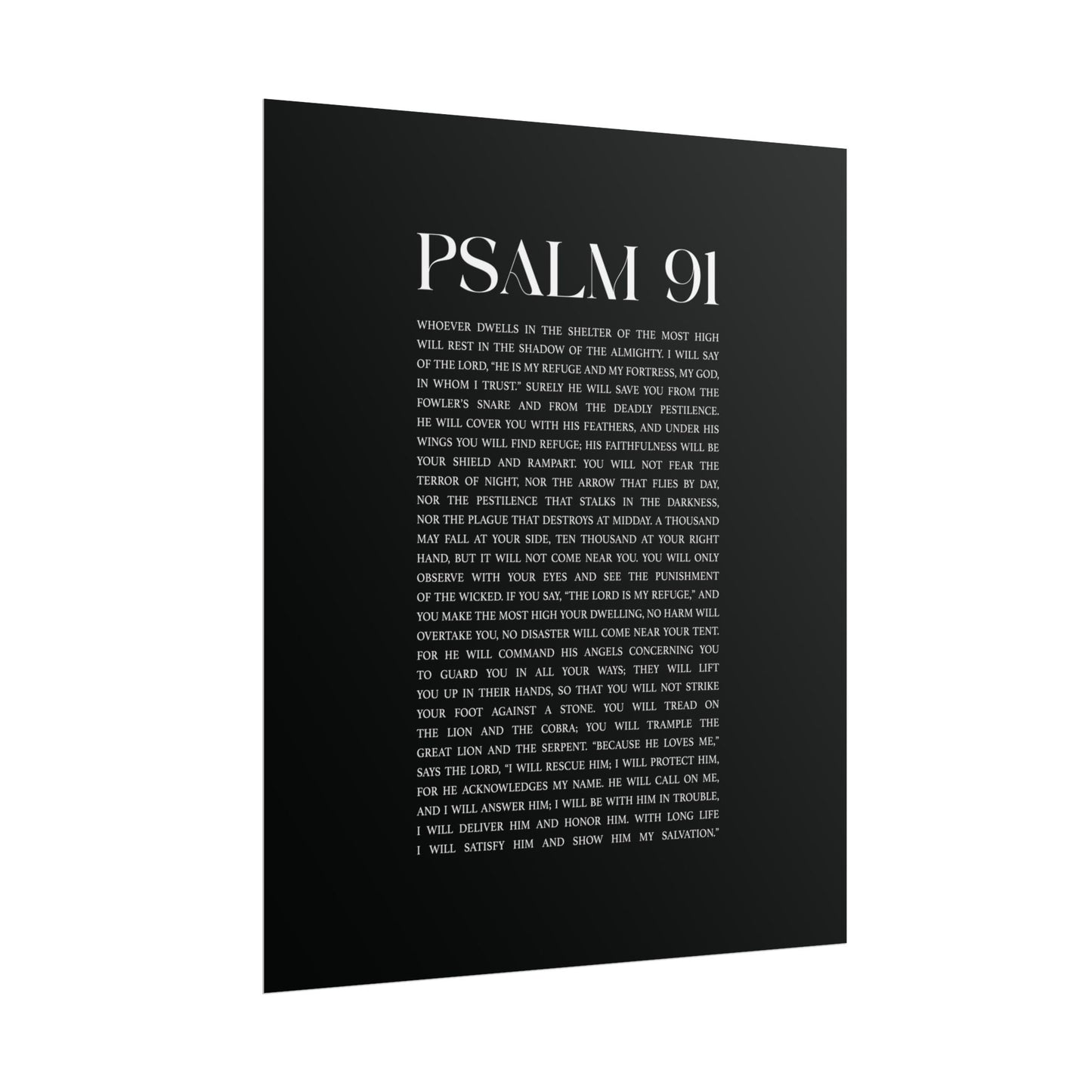 Psalm 91 Christian Art Print - Black (Physical Poster)