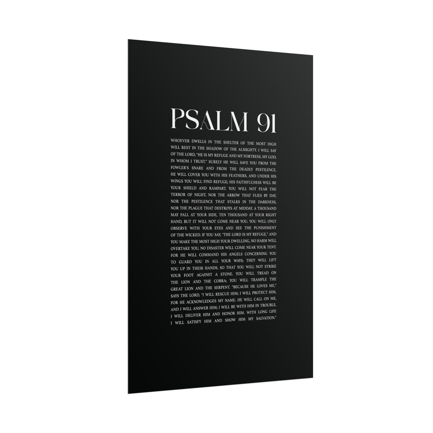 Psalm 91 Christian Art Print - Black (Physical Poster)