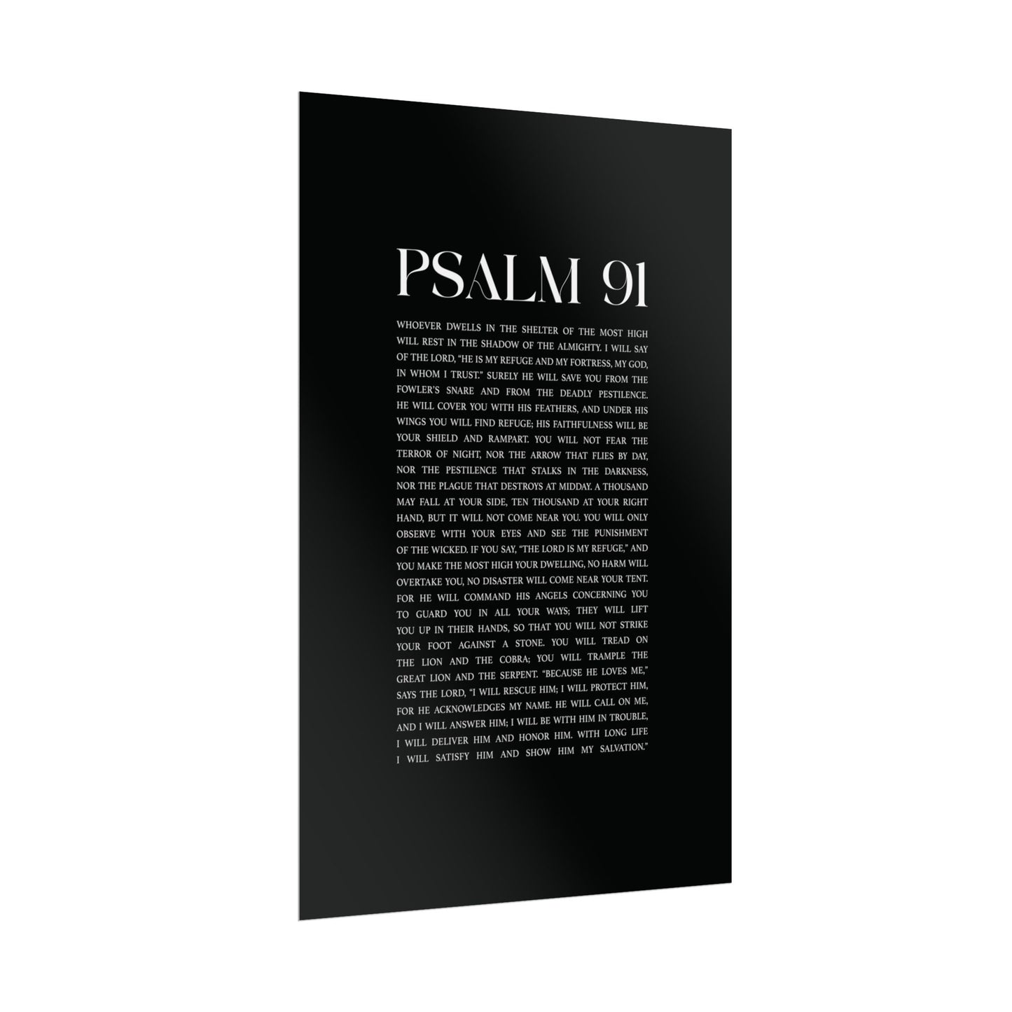 Psalm 91 Christian Art Print - Black (Physical Poster)