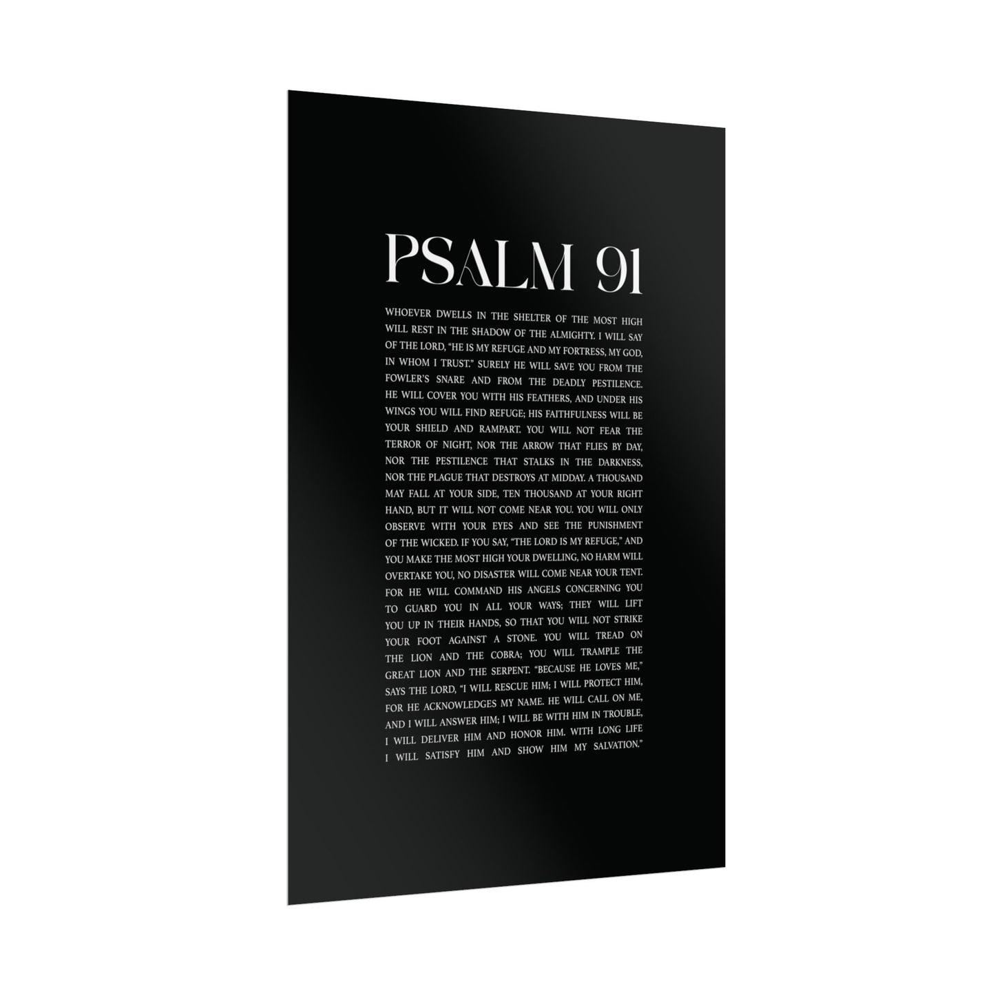 Psalm 91 Christian Art Print - Black (Physical Poster)