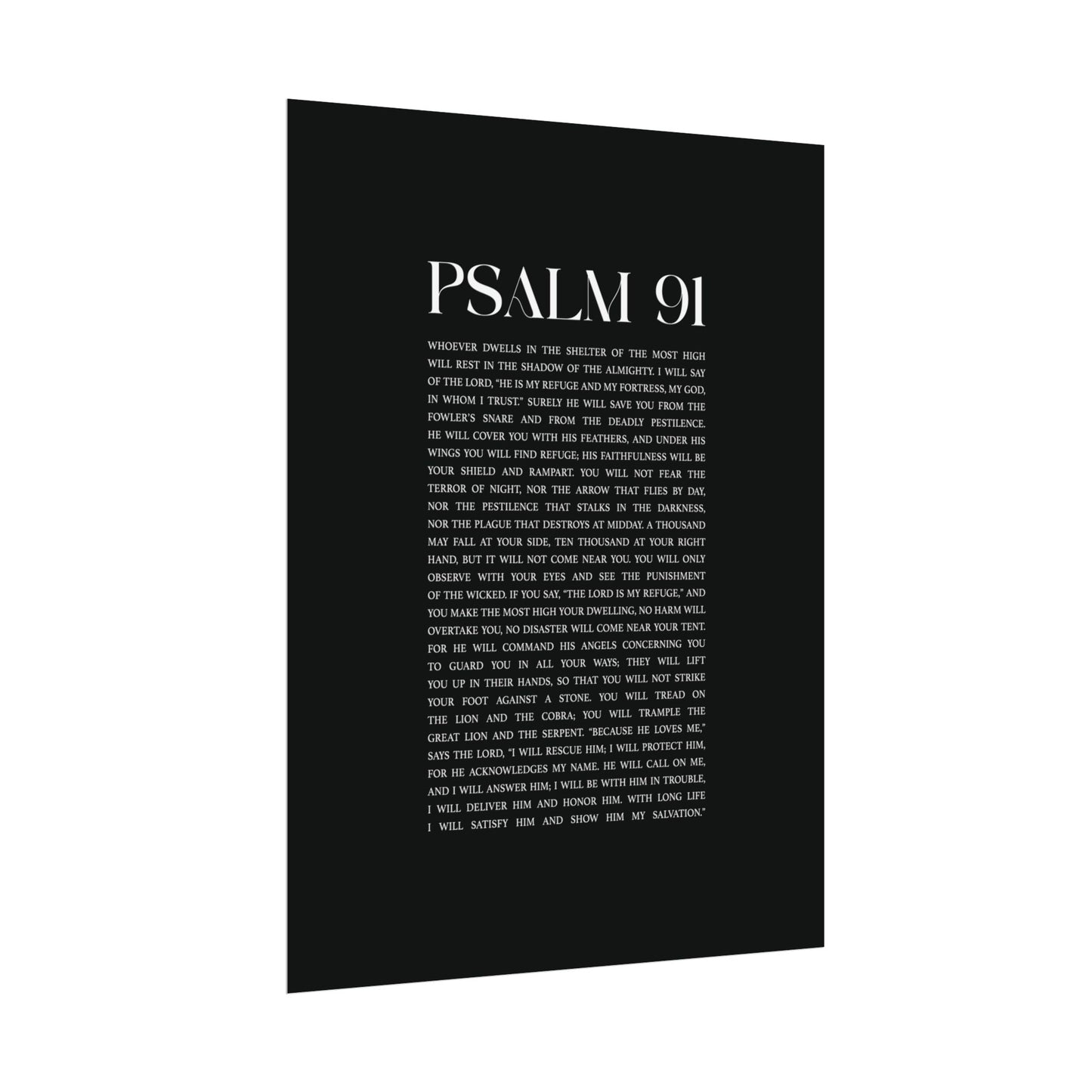 Psalm 91 Christian Art Print - Black (Physical Poster)