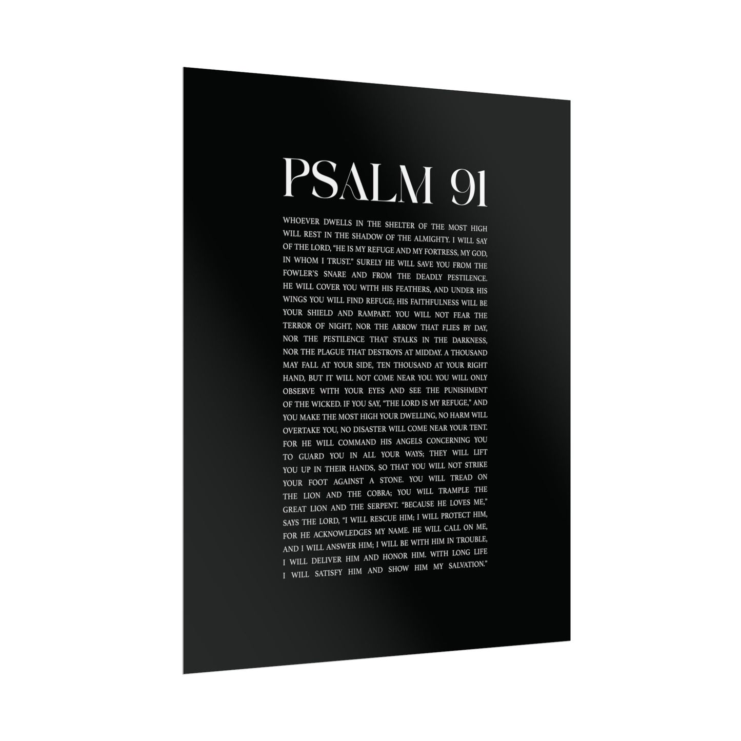 Psalm 91 Christian Art Print - Black (Physical Poster)