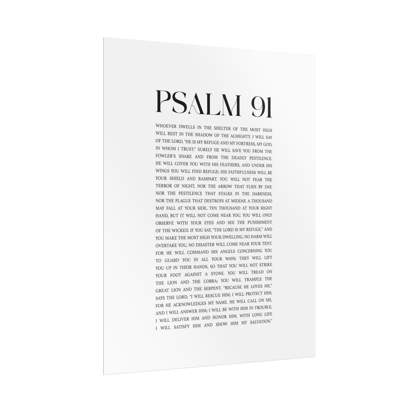 Psalm 91 Christian Art Print - White (Physical Poster)