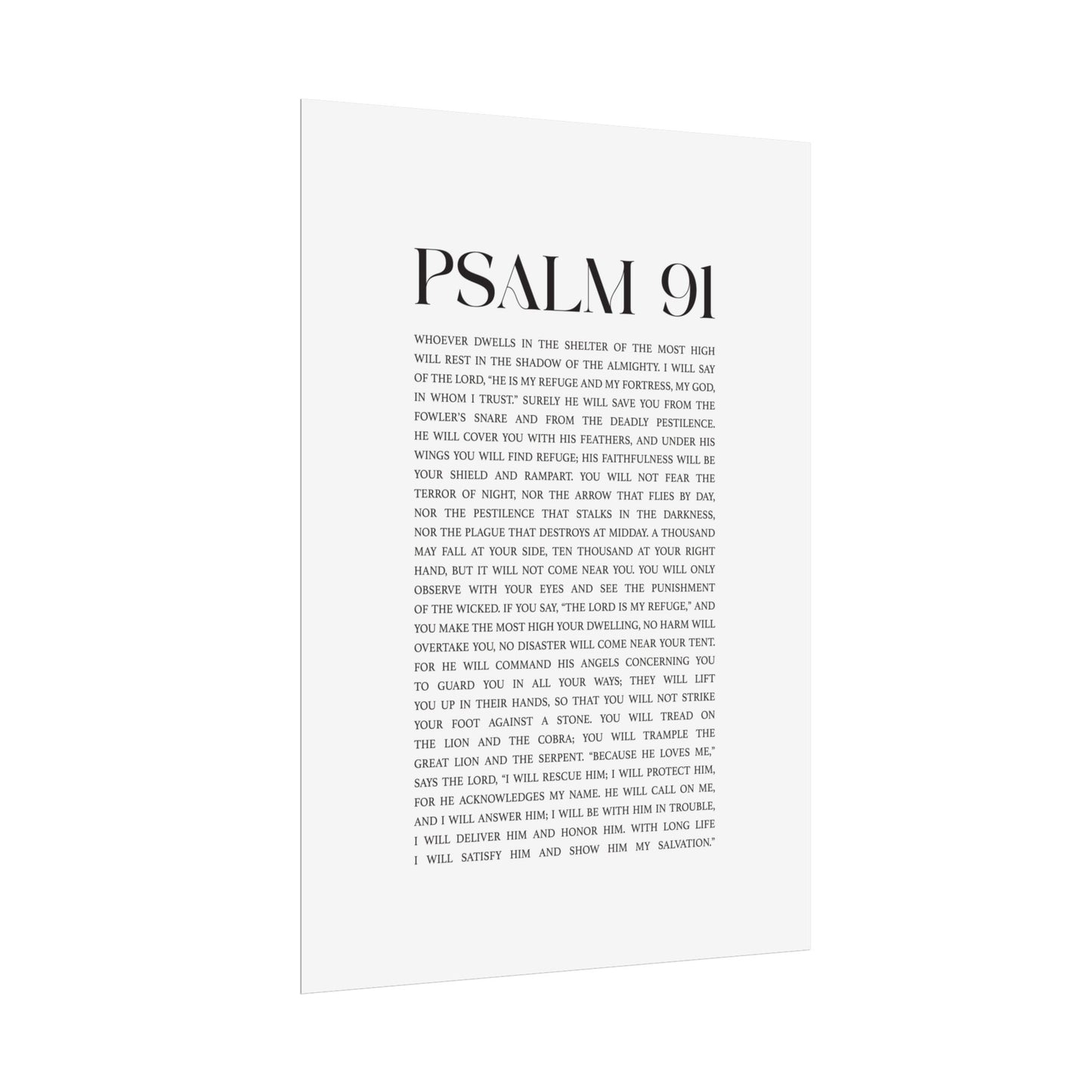 Psalm 91 Christian Art Print - White (Physical Poster)