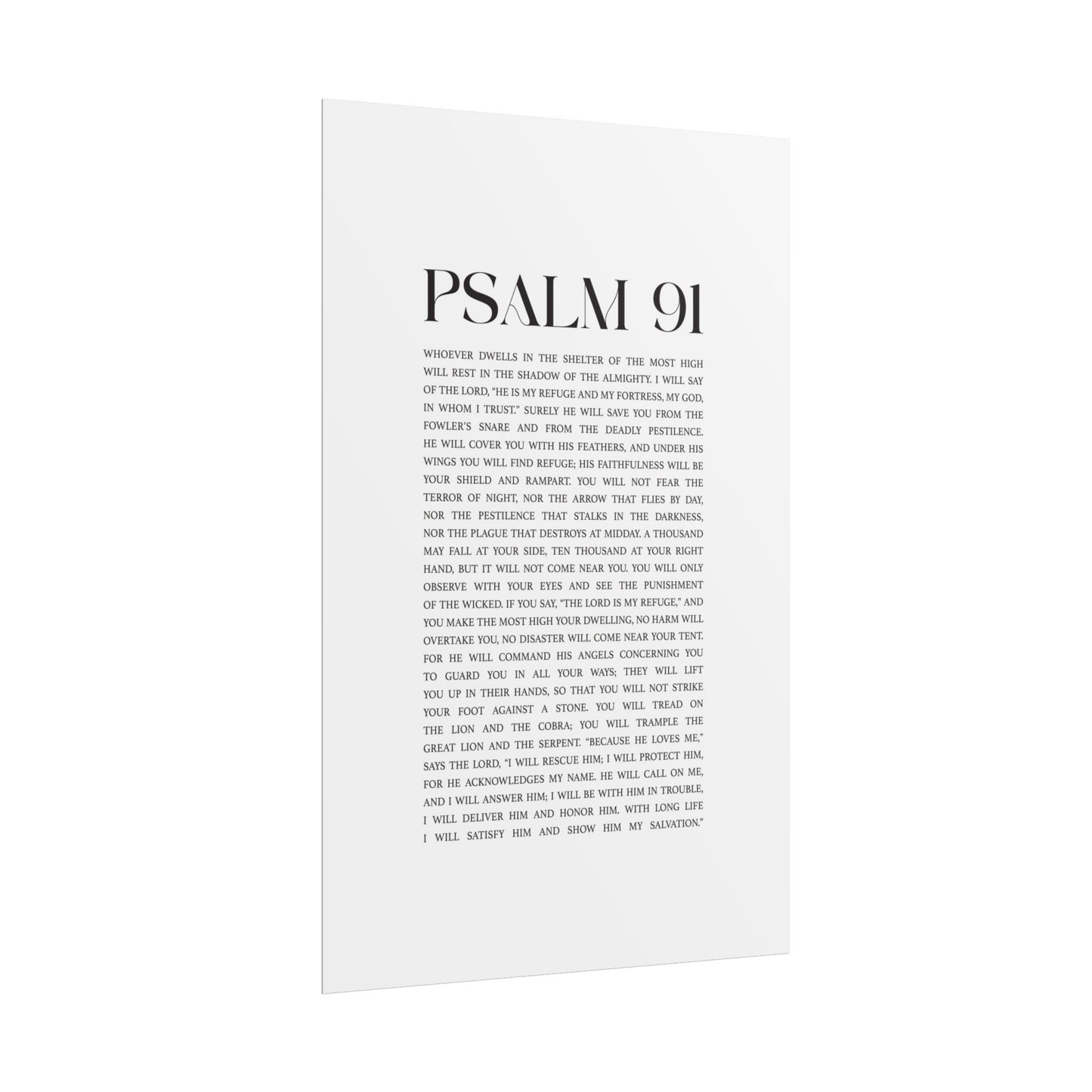 Psalm 91 Christian Art Print - White (Physical Poster)