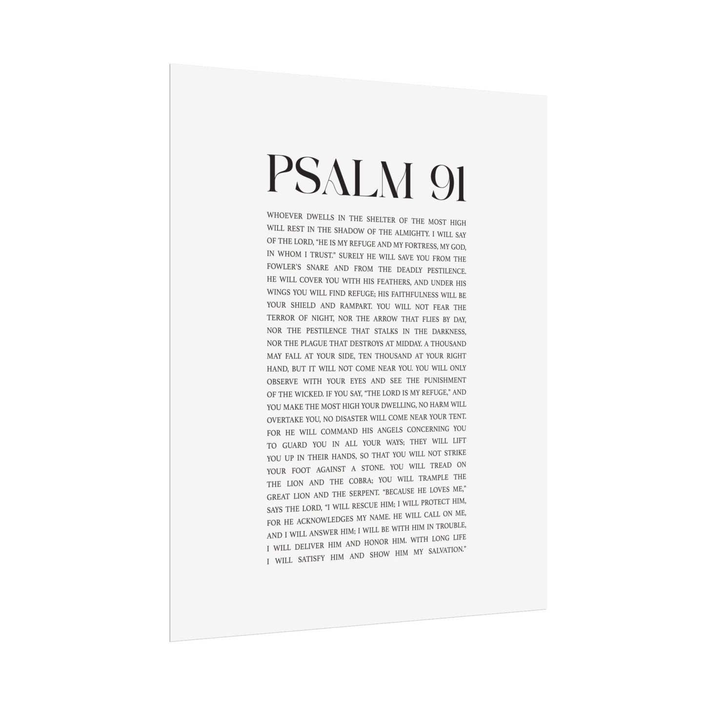 Psalm 91 Christian Art Print - White (Physical Poster)