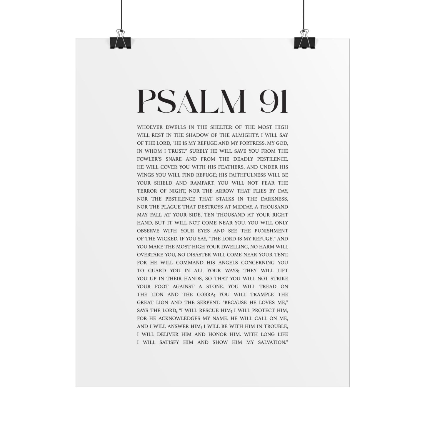 Psalm 91 Christian Art Print - White (Physical Poster)