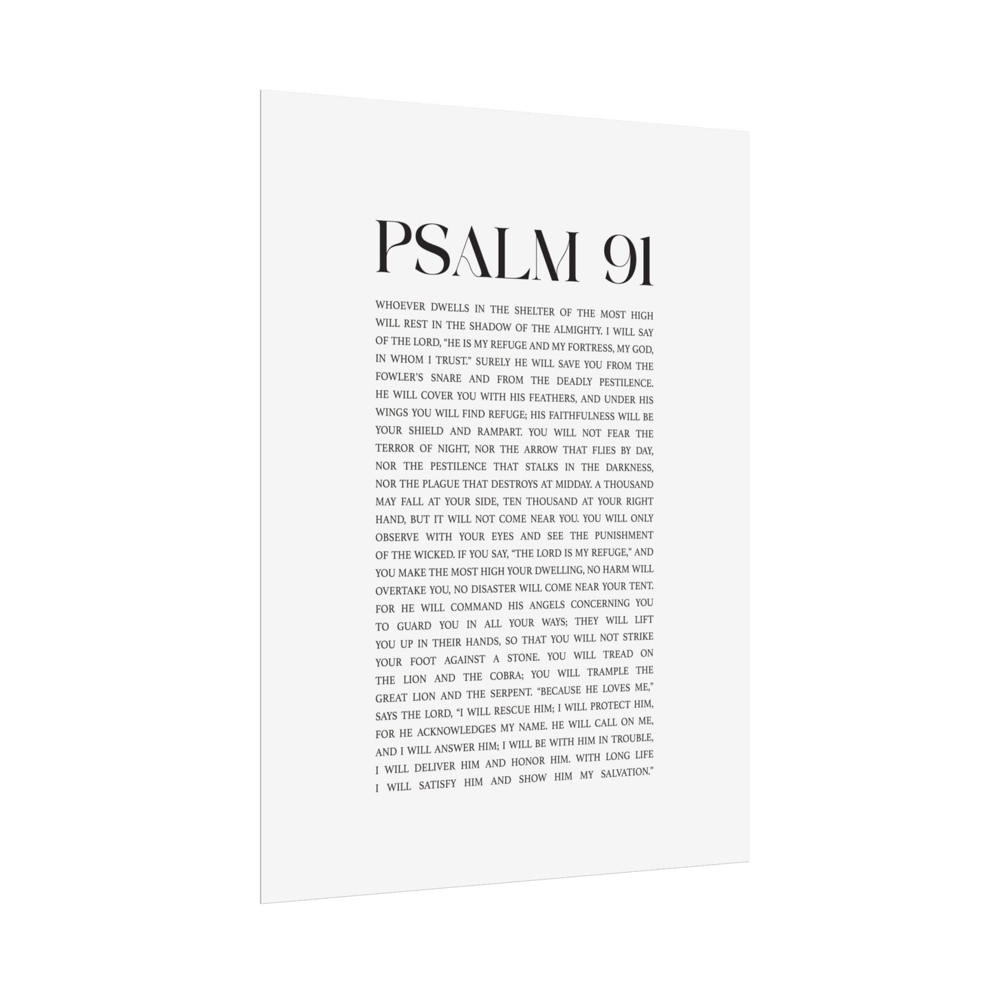 Psalm 91 Christian Art Print - White (Physical Poster)