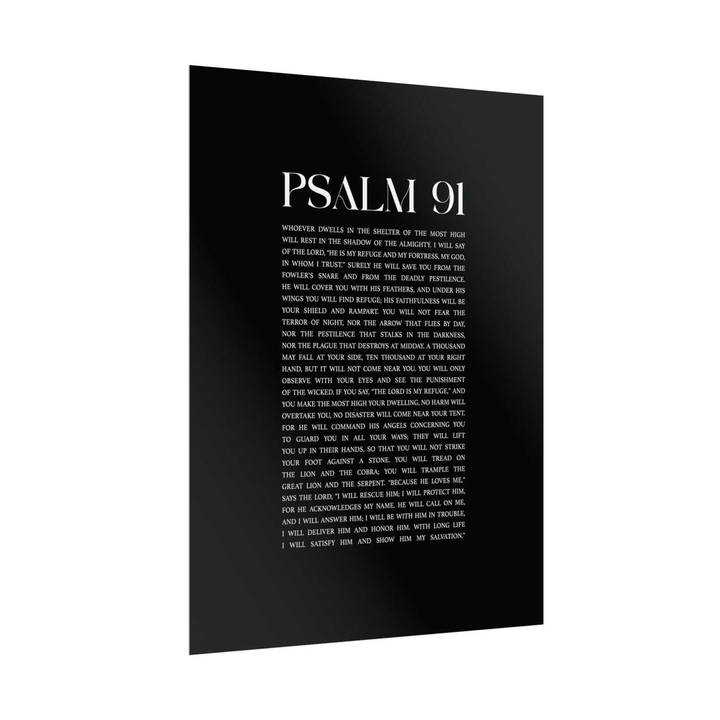 Psalm 91 Christian Art Print - Black (Physical Poster)