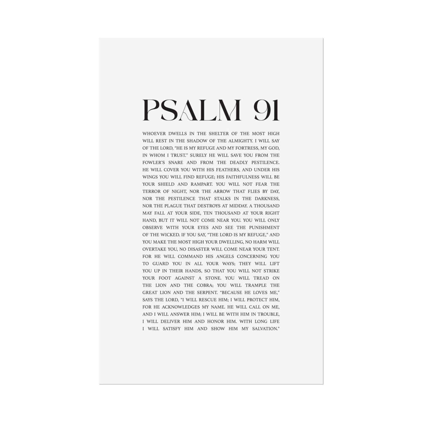 Psalm 91 Christian Art Print - White (Physical Poster)