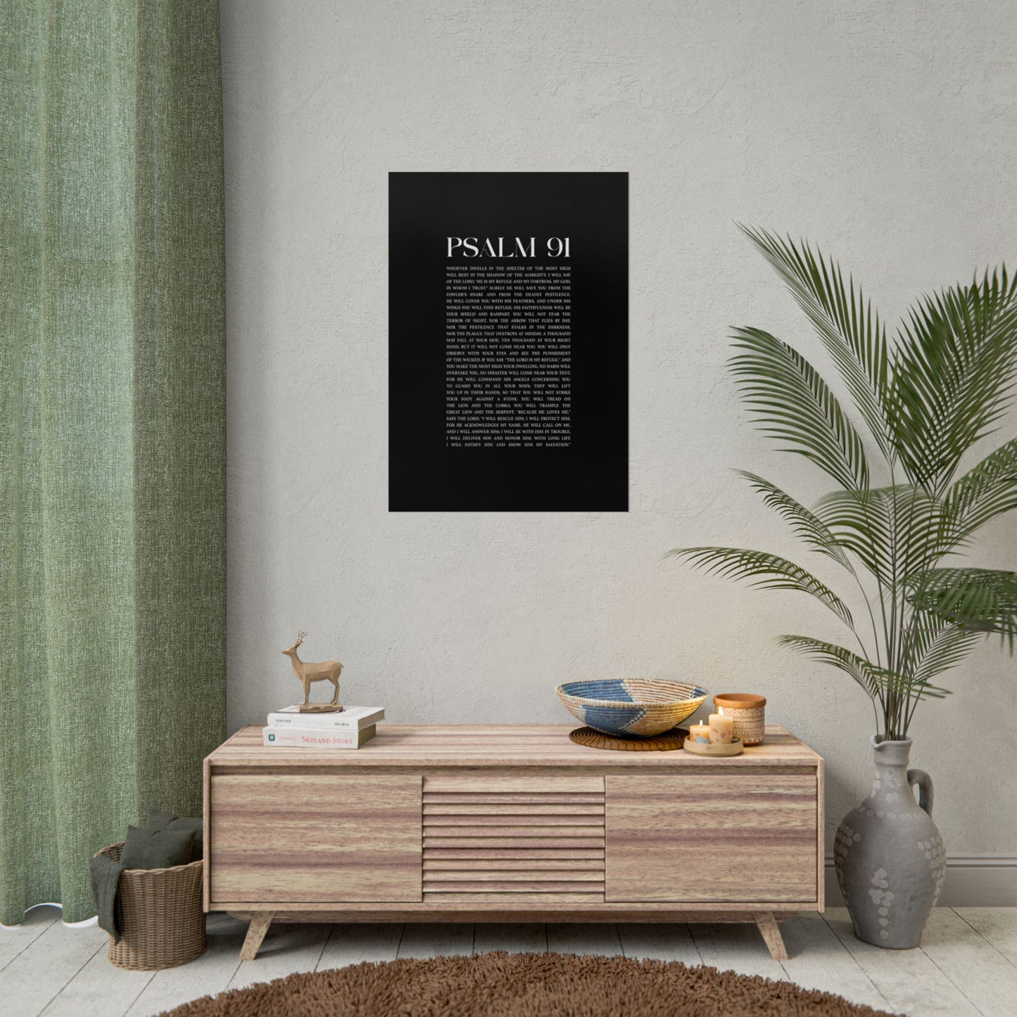 Psalm 91 Christian Art Print - Black (Physical Poster)