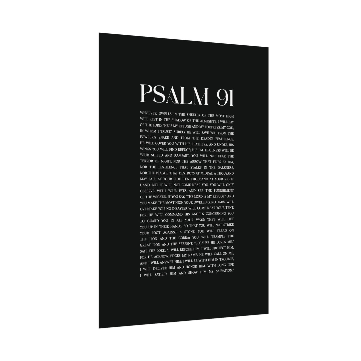 Psalm 91 Christian Art Print - Black (Physical Poster)