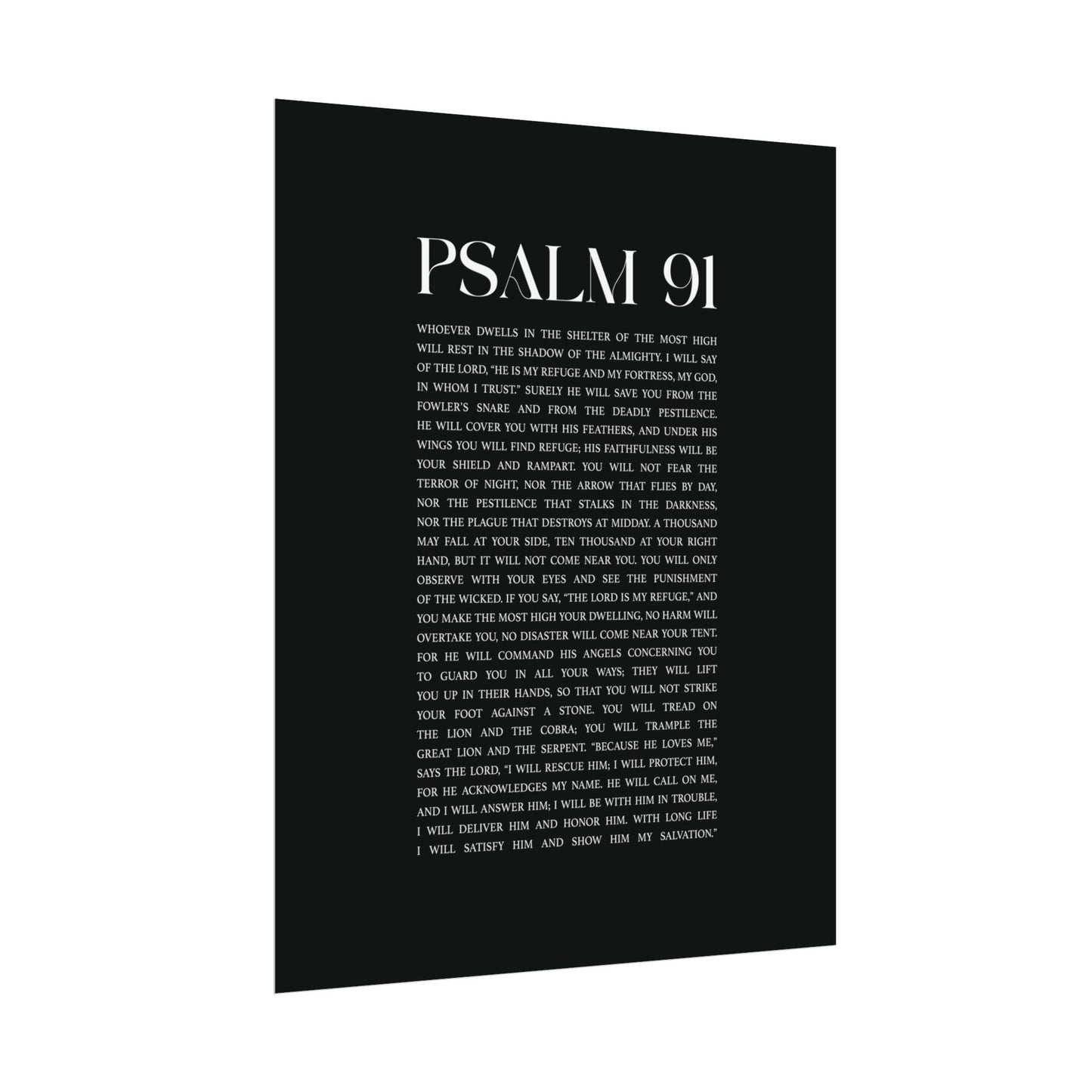 Psalm 91 Christian Art Print - Black (Physical Poster)