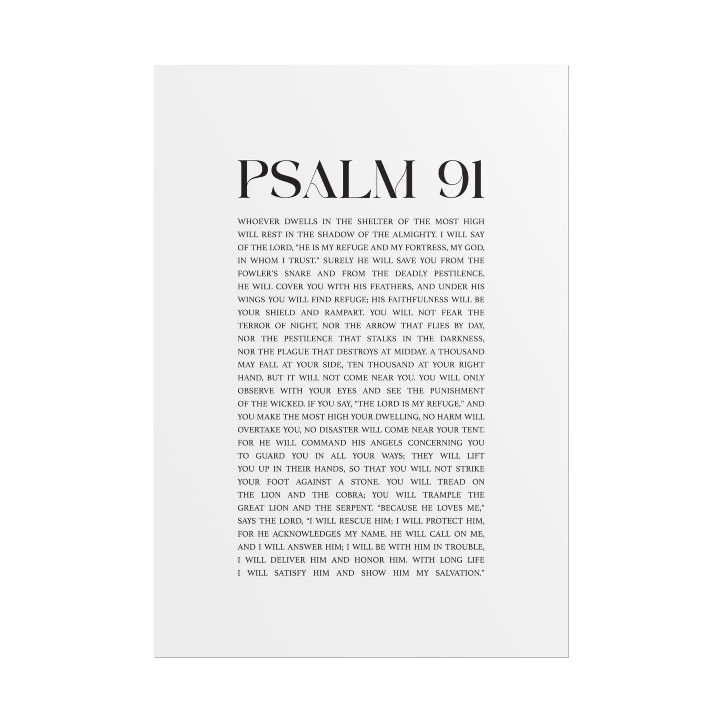 Psalm 91 Christian Art Print - White (Physical Poster)