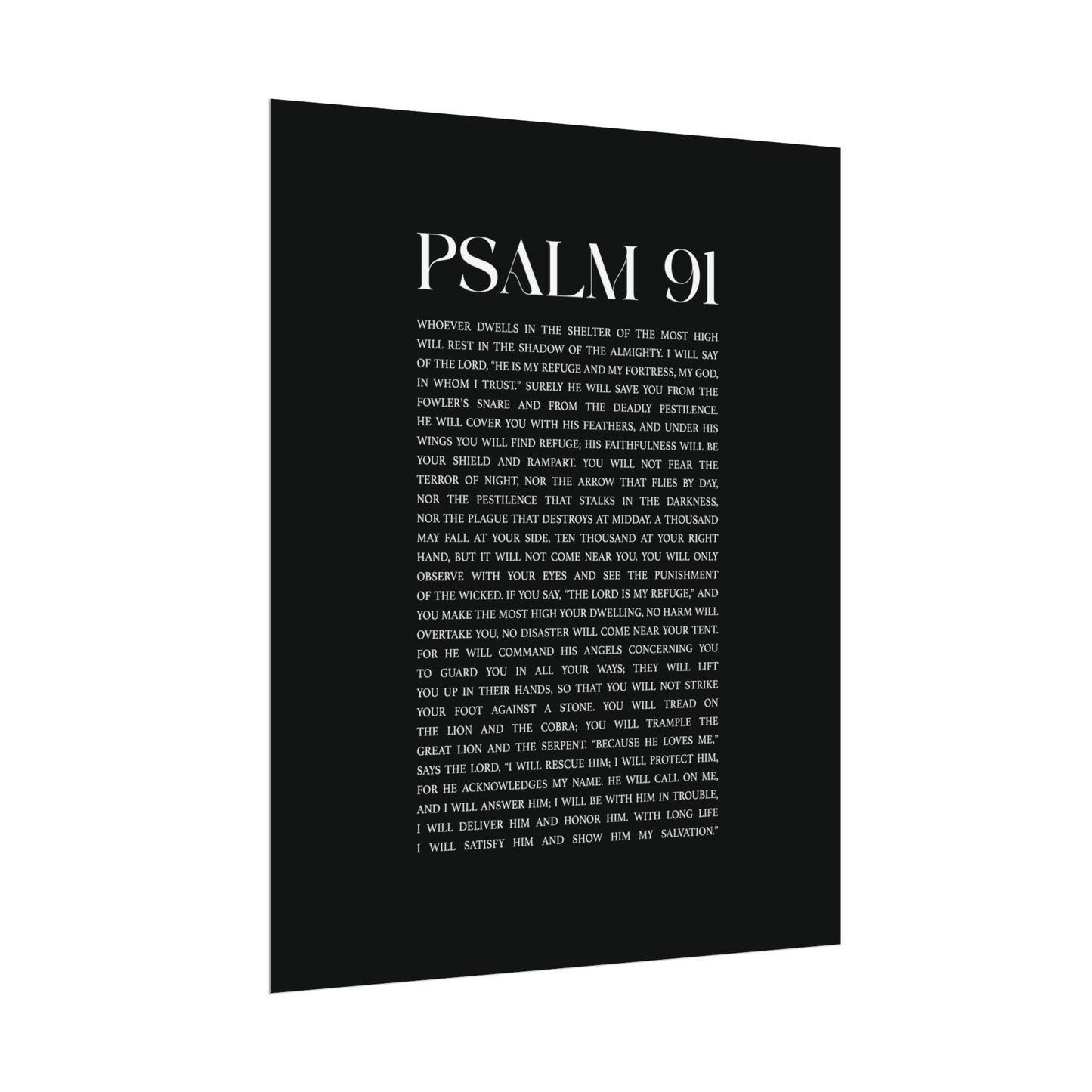 Psalm 91 Christian Art Print - Black (Physical Poster)