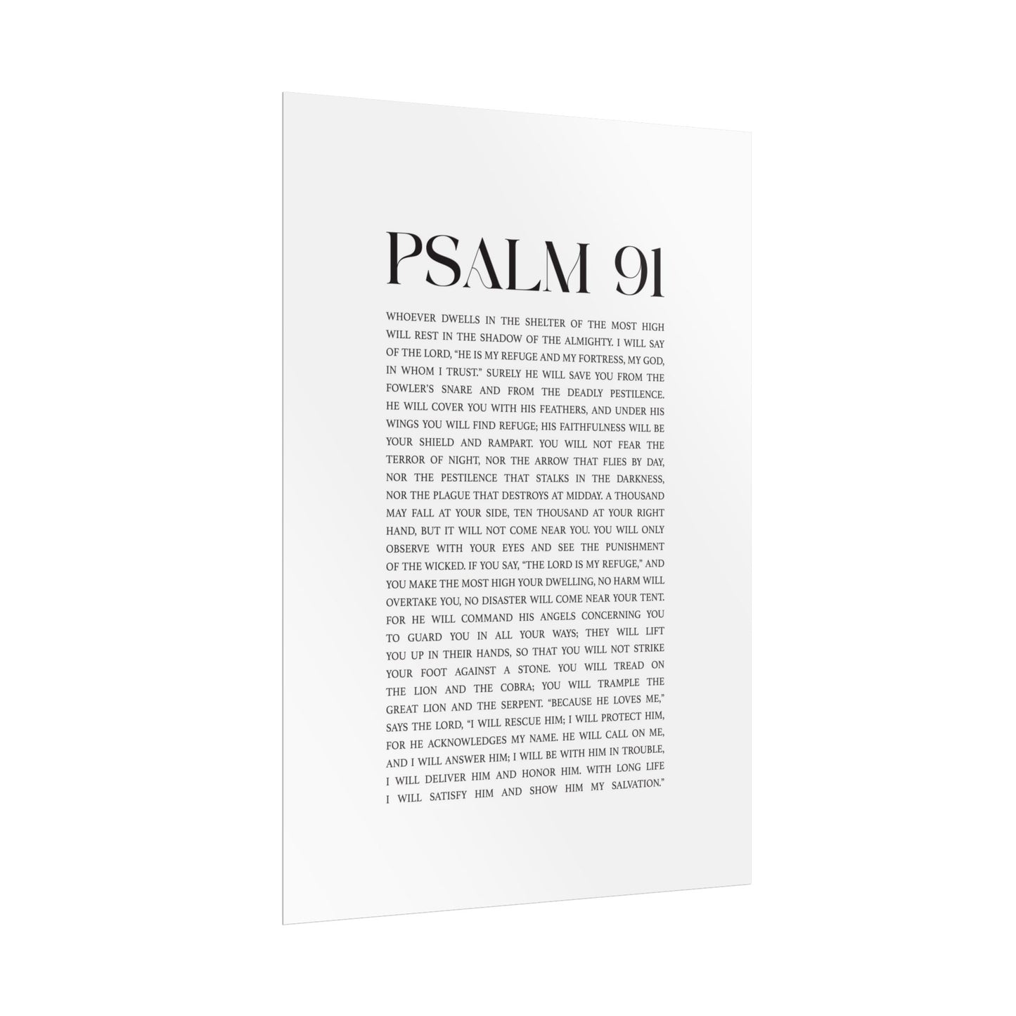 Psalm 91 Christian Art Print - White (Physical Poster)