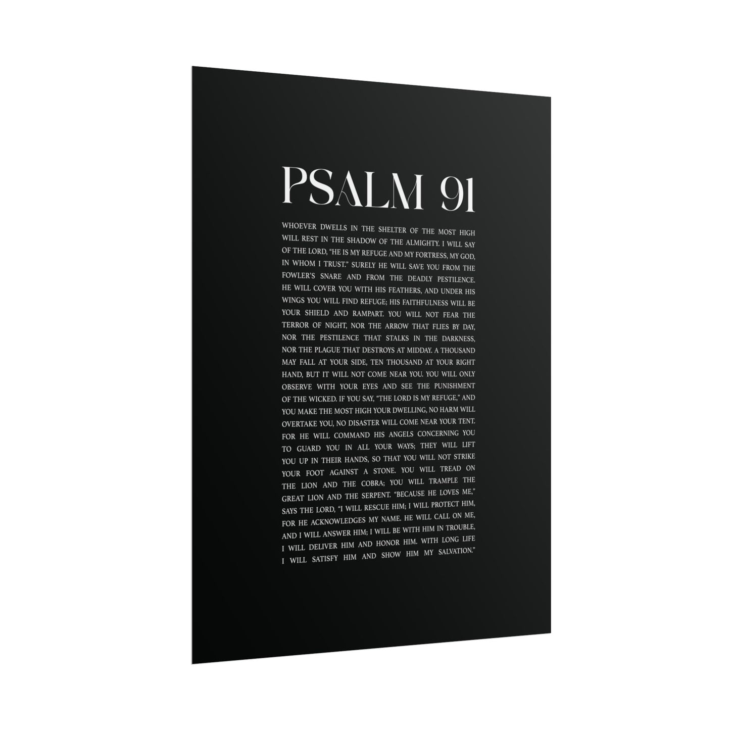 Psalm 91 Christian Art Print - Black (Physical Poster)