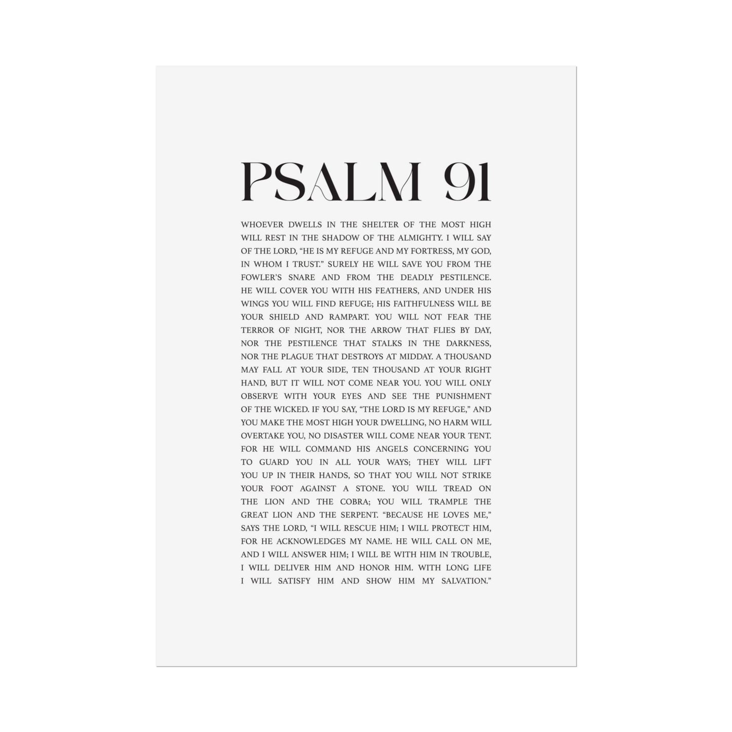 Psalm 91 Christian Art Print - White (Physical Poster)