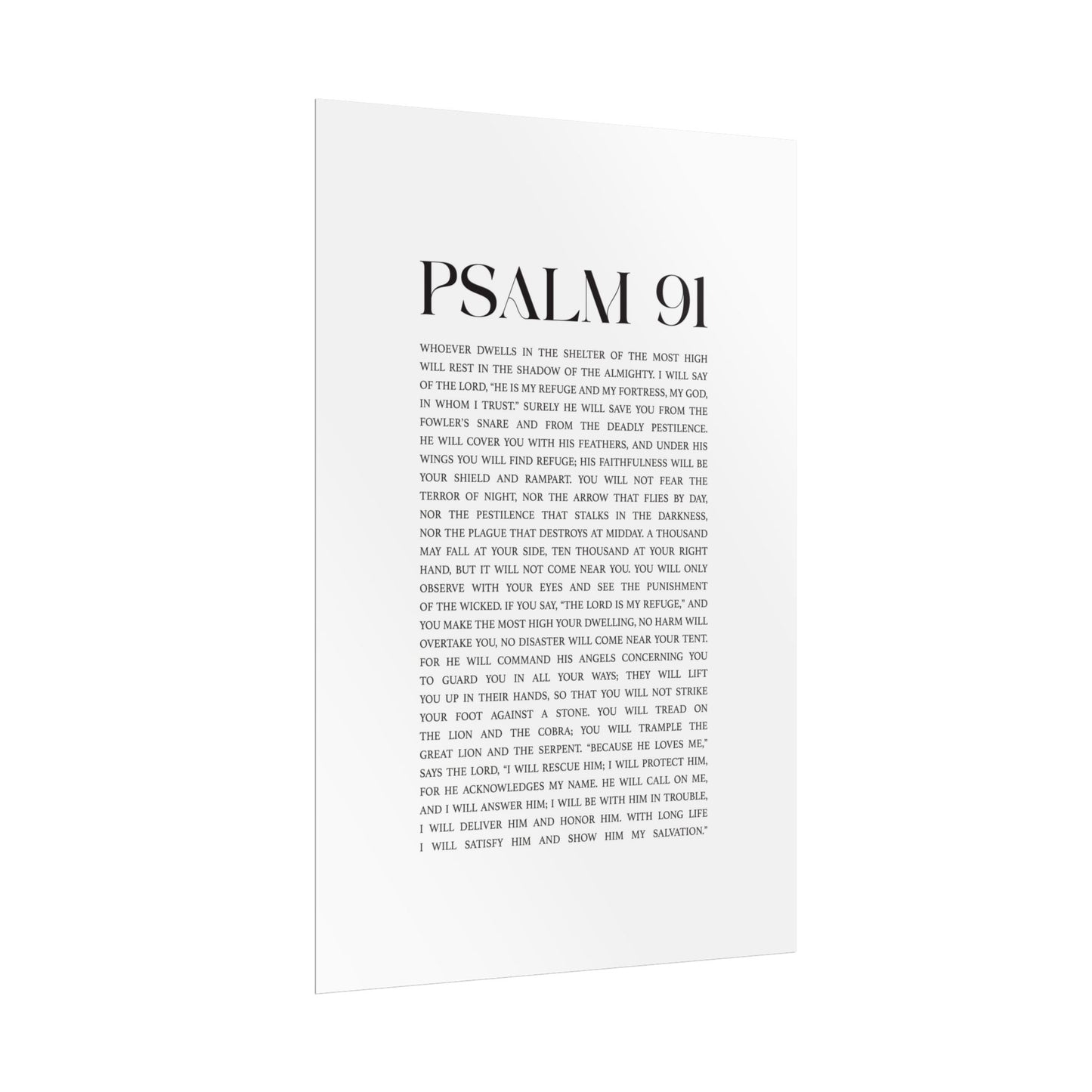 Psalm 91 Christian Art Print - White (Physical Poster)