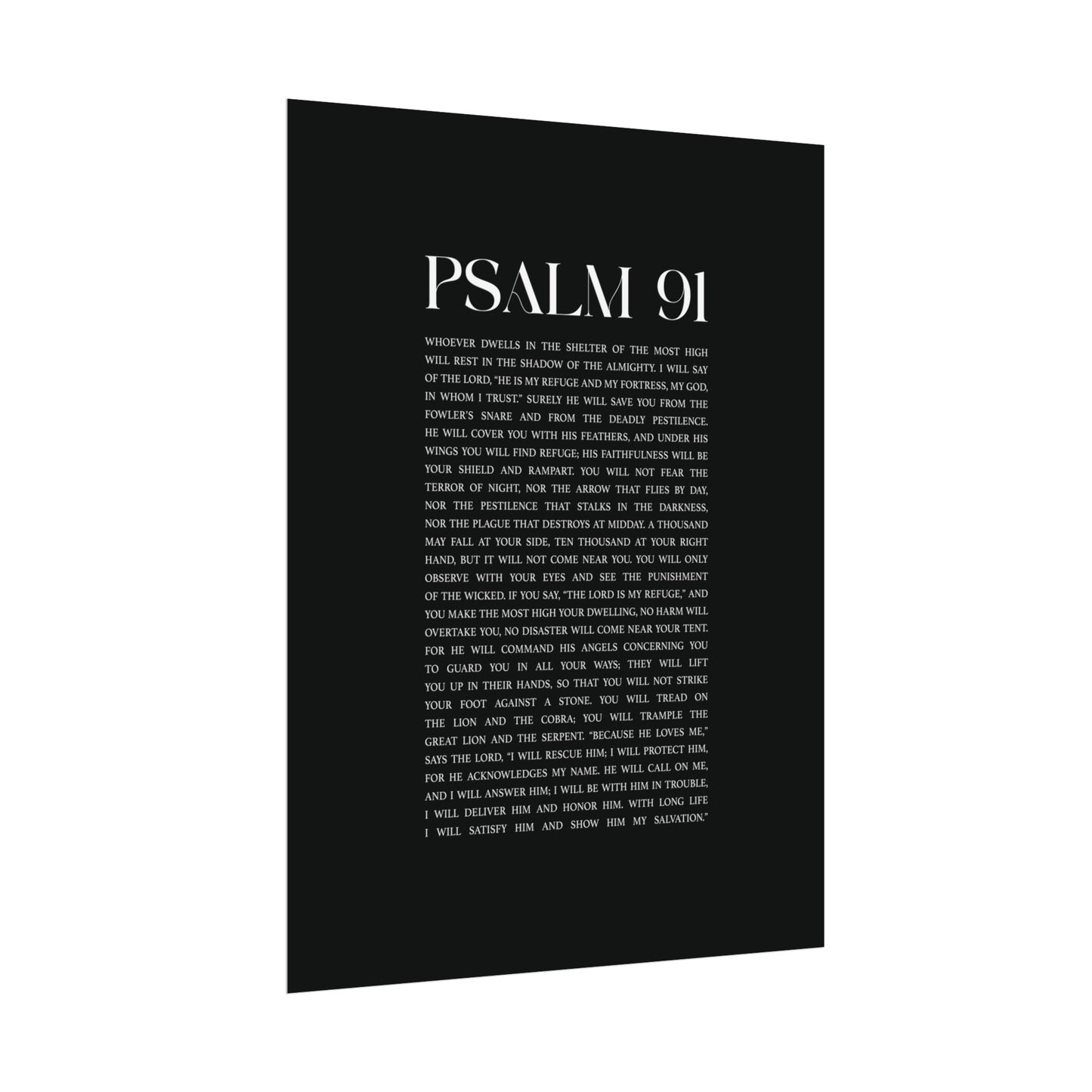 Psalm 91 Christian Art Print - Black (Physical Poster)