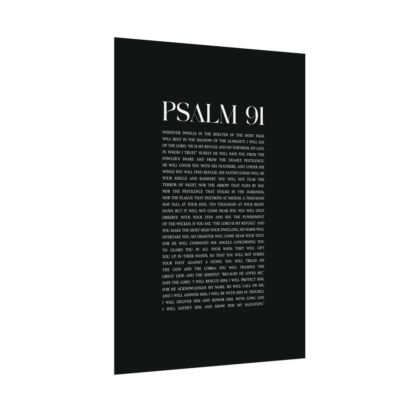 Psalm 91 Christian Art Print - Black (Physical Poster)