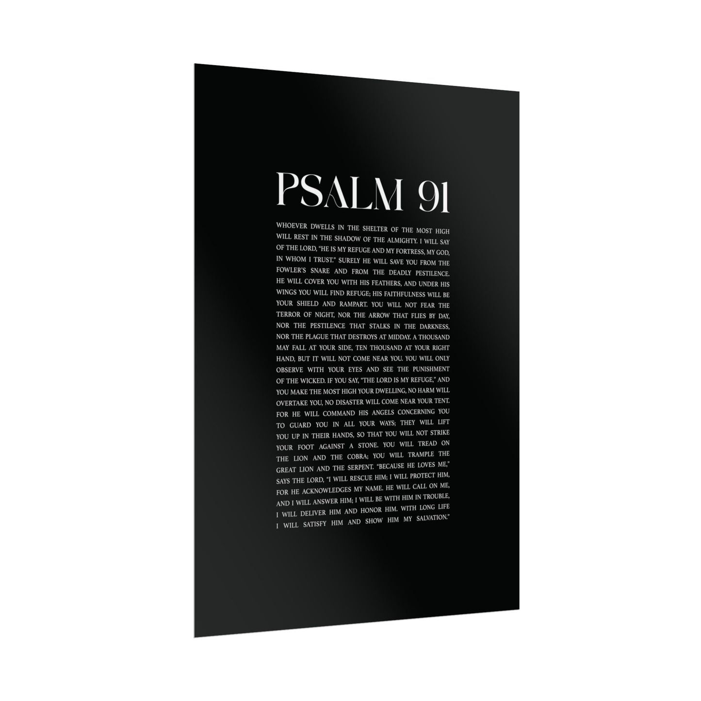 Psalm 91 Christian Art Print - Black (Physical Poster)