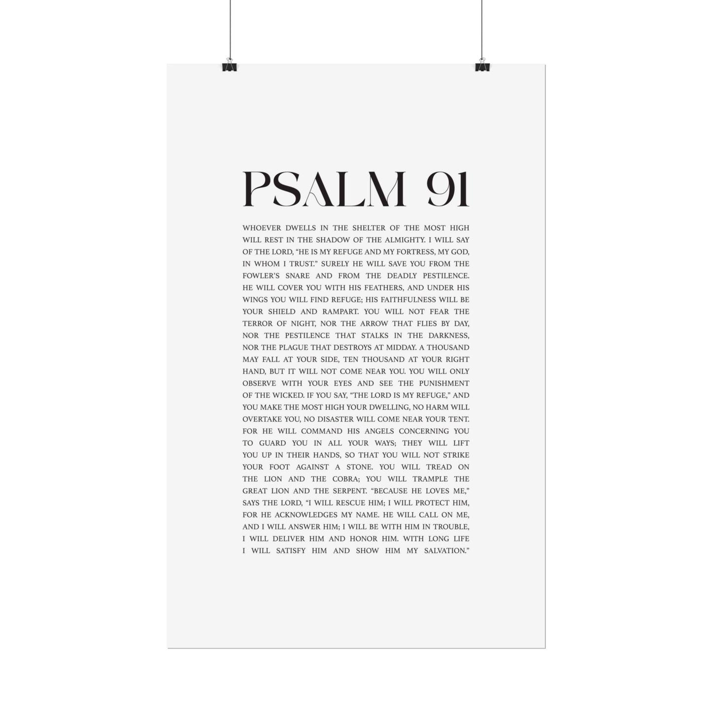 Psalm 91 Christian Art Print - White (Physical Poster)