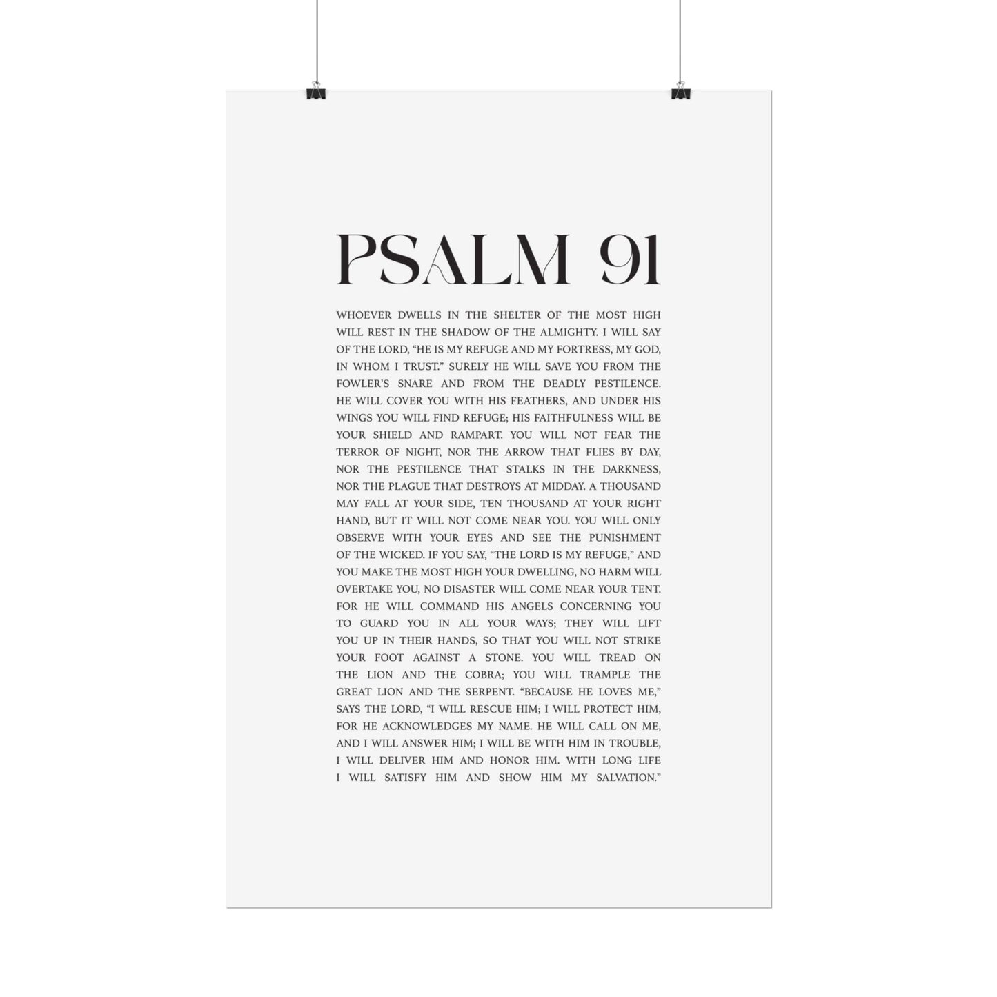 Psalm 91 Christian Art Print - White (Physical Poster)