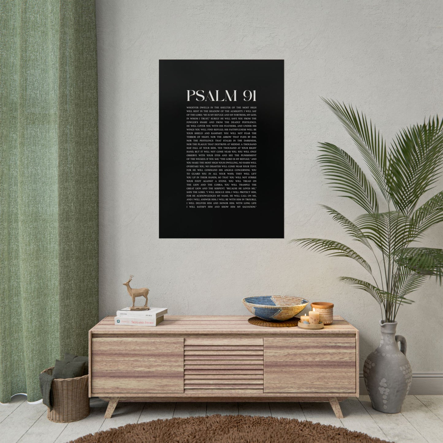 Psalm 91 Christian Art Print - Black (Physical Poster)