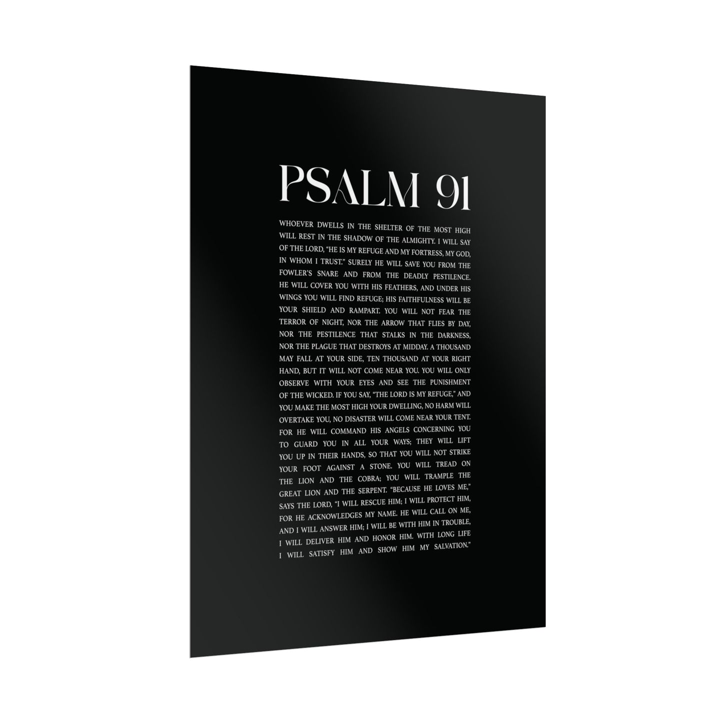 Psalm 91 Christian Art Print - Black (Physical Poster)