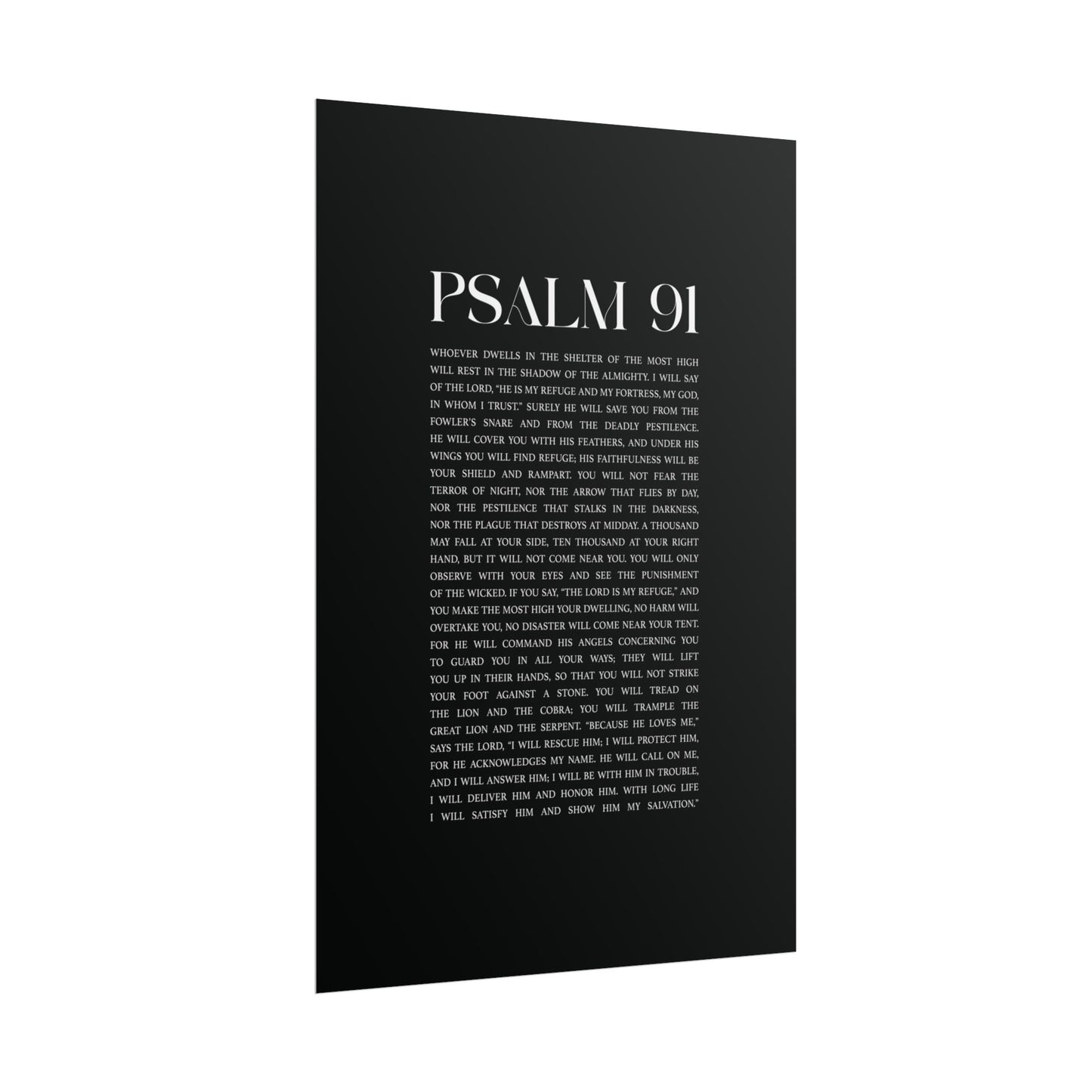 Psalm 91 Christian Art Print - Black (Physical Poster)