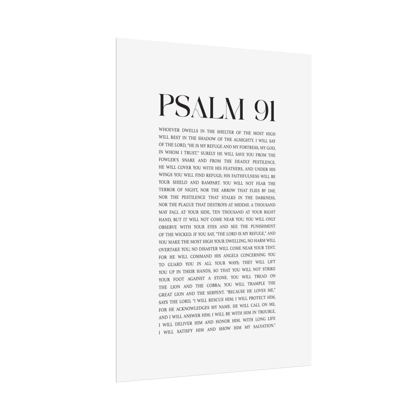 Psalm 91 Christian Art Print - White (Physical Poster)