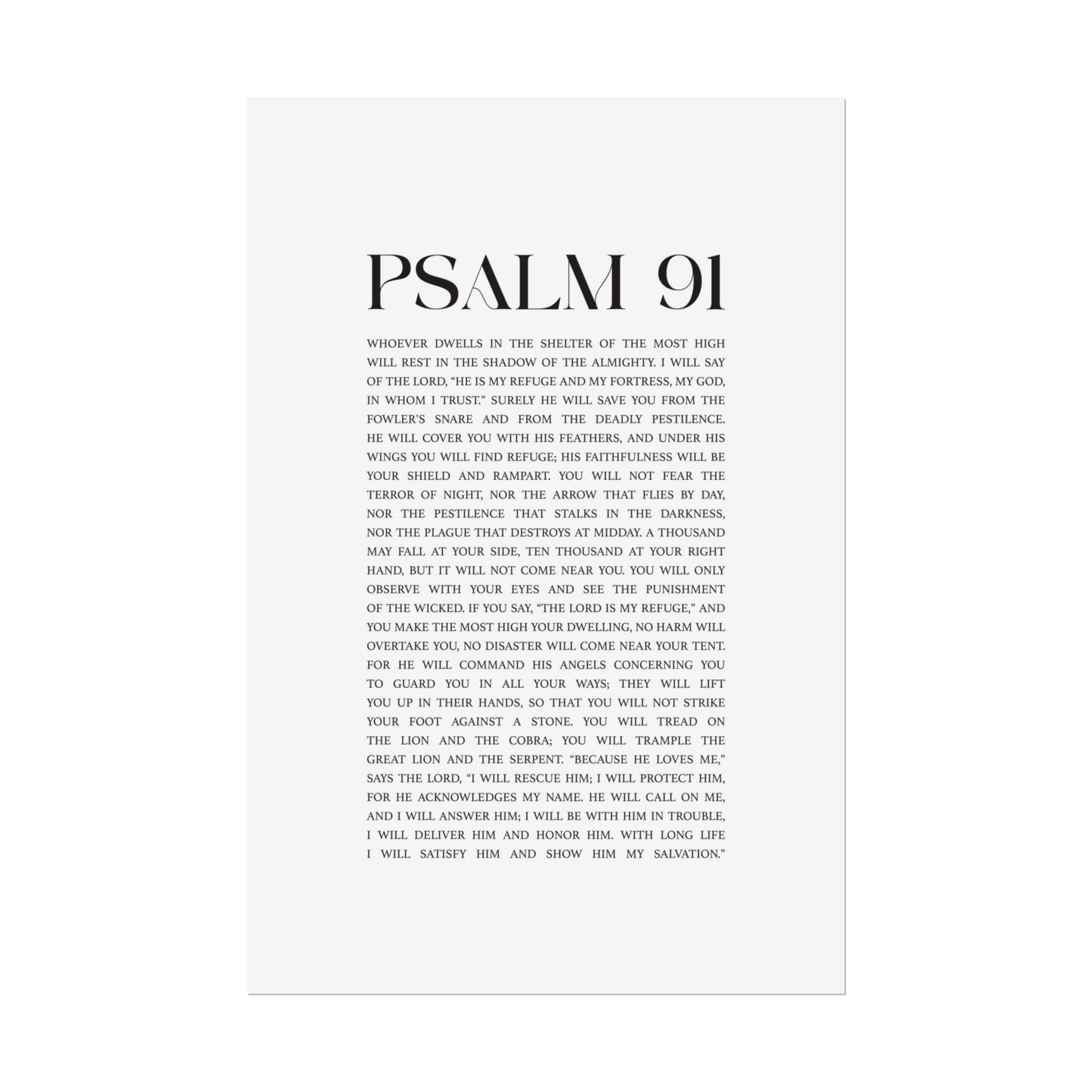 Psalm 91 Christian Art Print - White (Physical Poster)