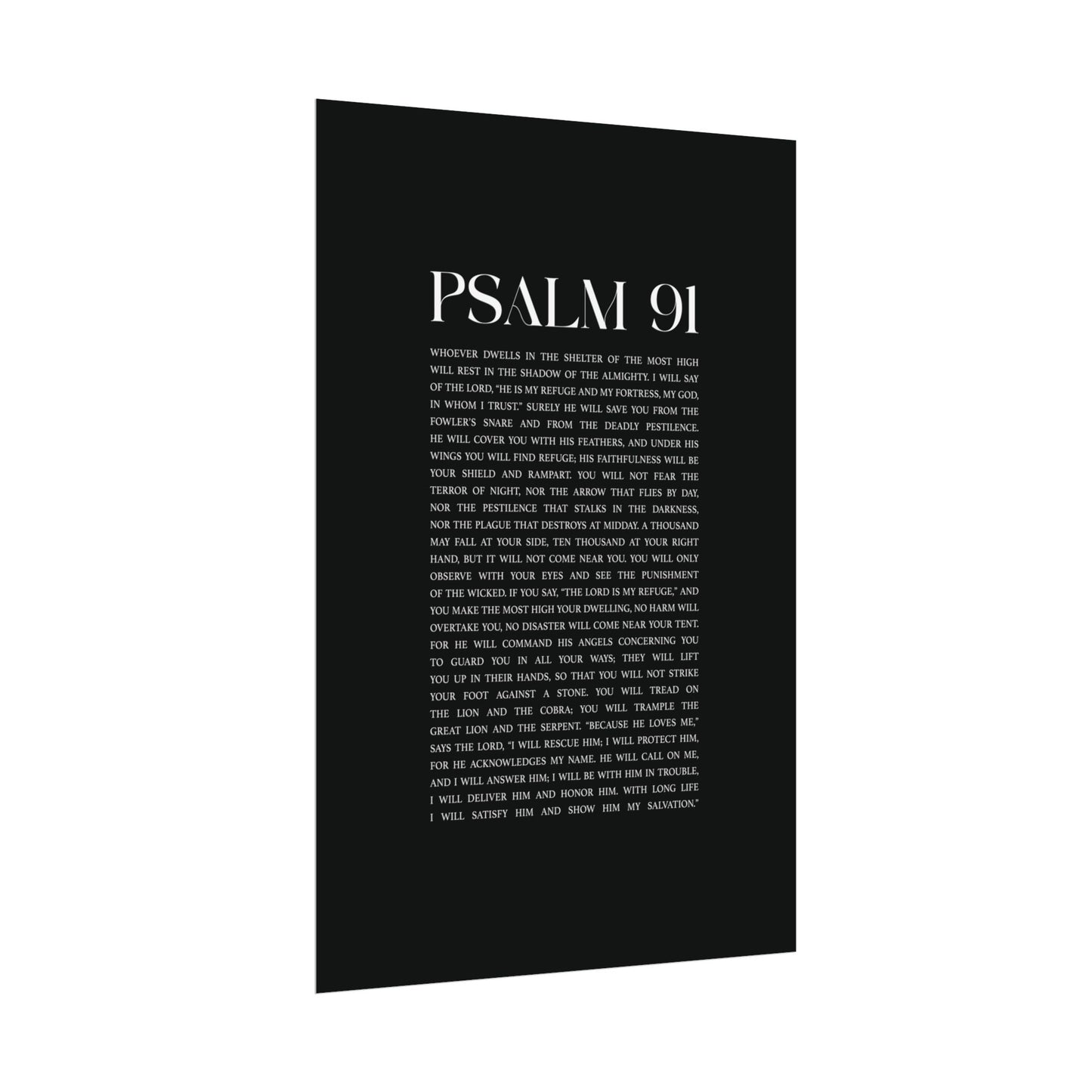 Psalm 91 Christian Art Print - Black (Physical Poster)