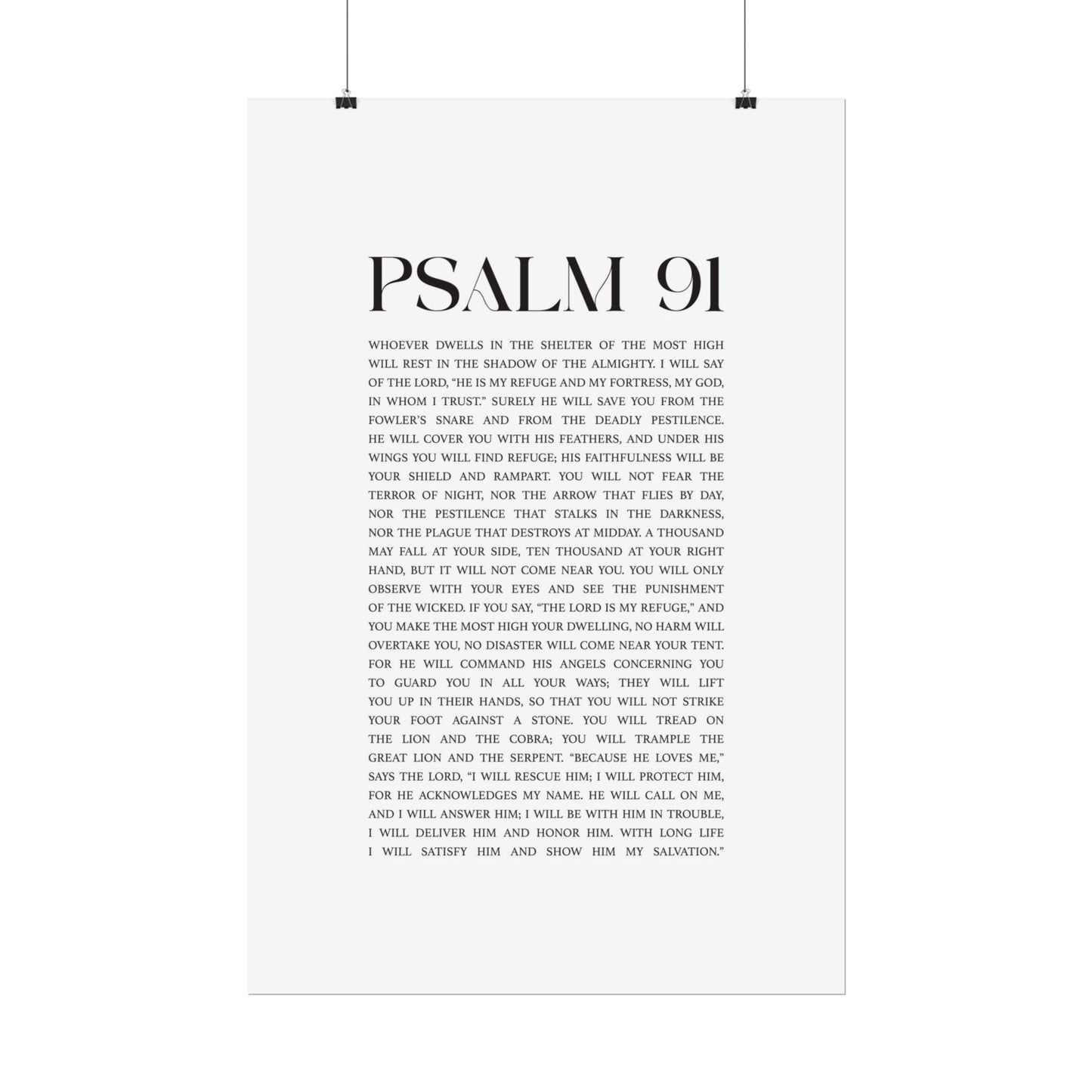 Psalm 91 Christian Art Print - White (Physical Poster)