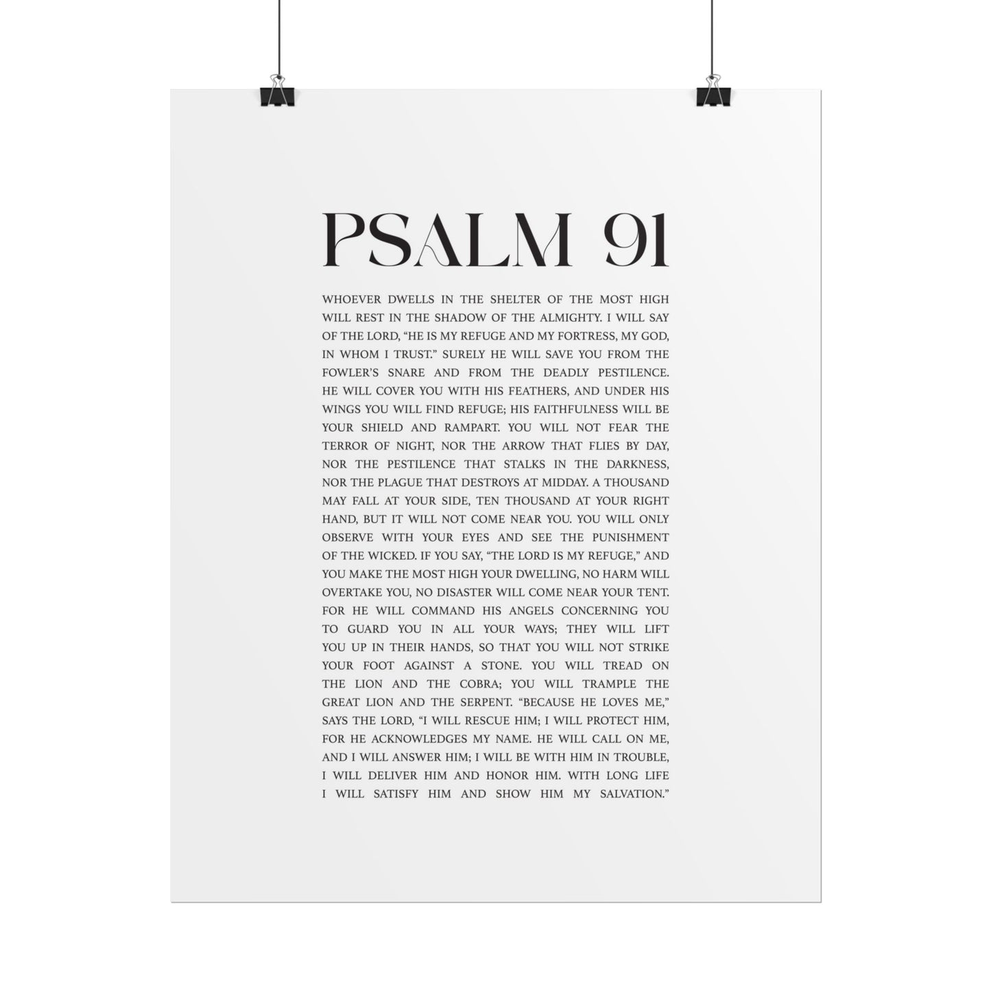 Psalm 91 Christian Art Print - White (Physical Poster)