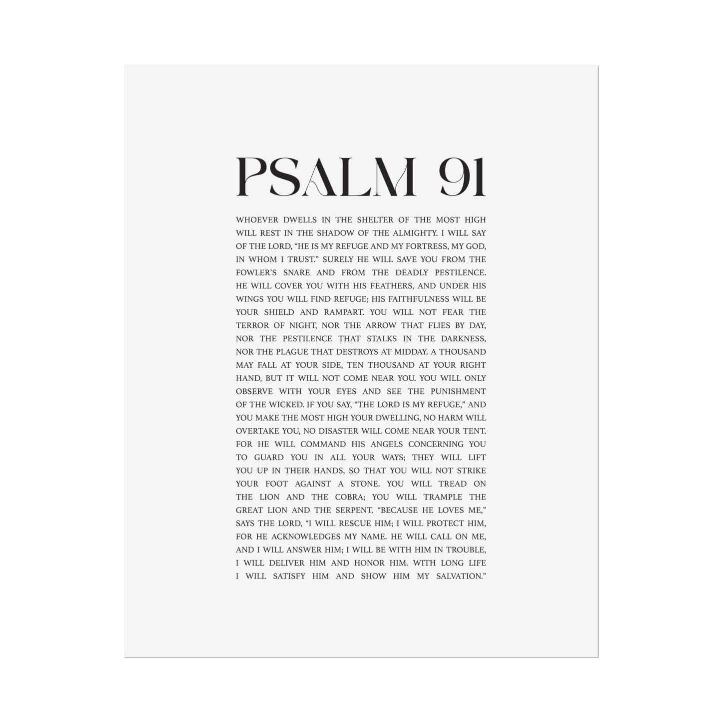 Psalm 91 Christian Art Print - White (Physical Poster)