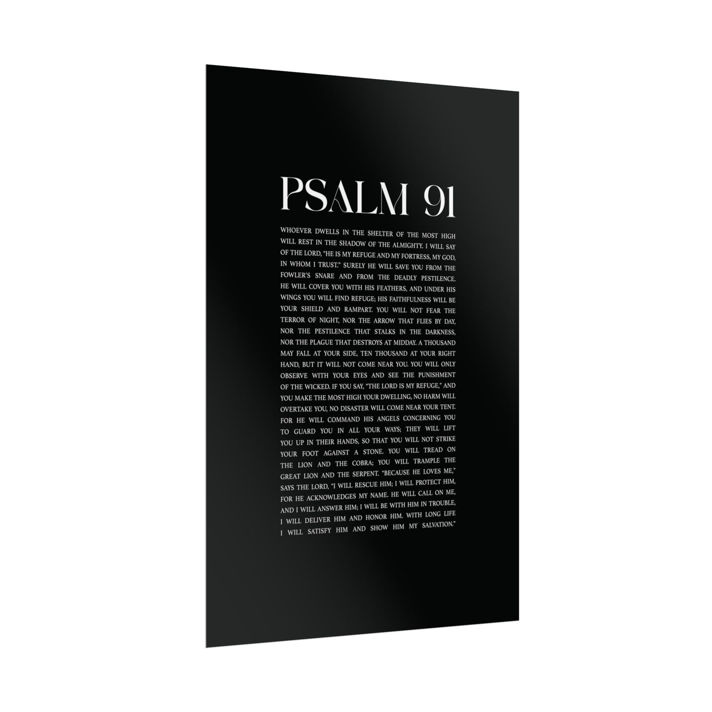 Psalm 91 Christian Art Print - Black (Physical Poster)