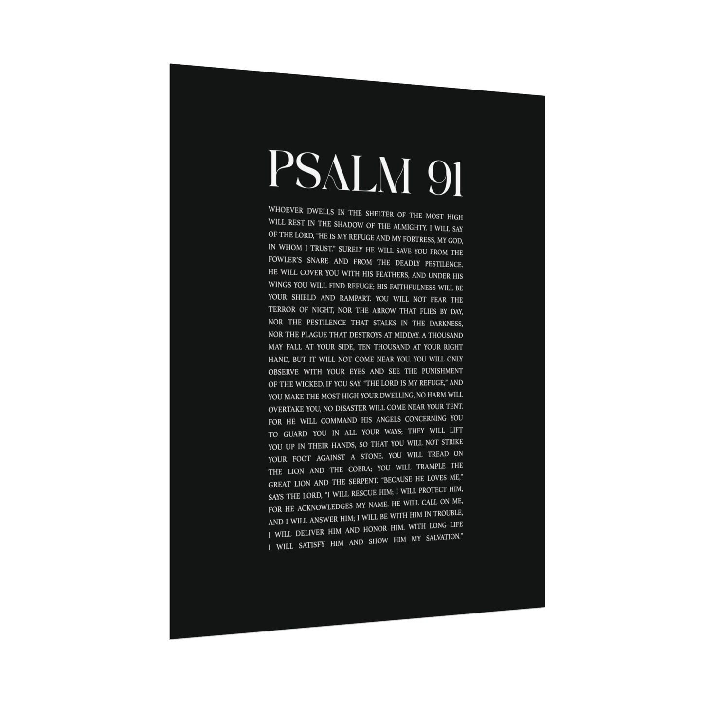 Psalm 91 Christian Art Print - Black (Physical Poster)